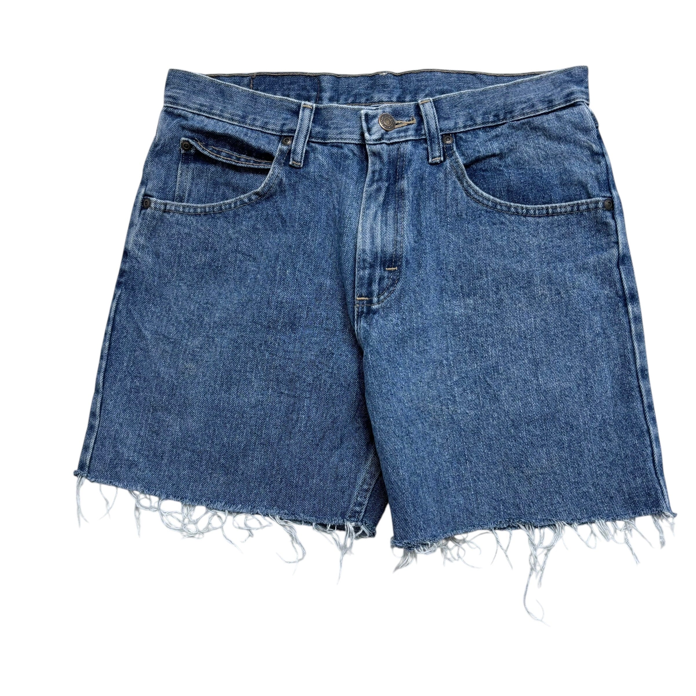 Wrangler Denim Shorts W30 Mens Mid Blue Cut Off 5in Regular Fit