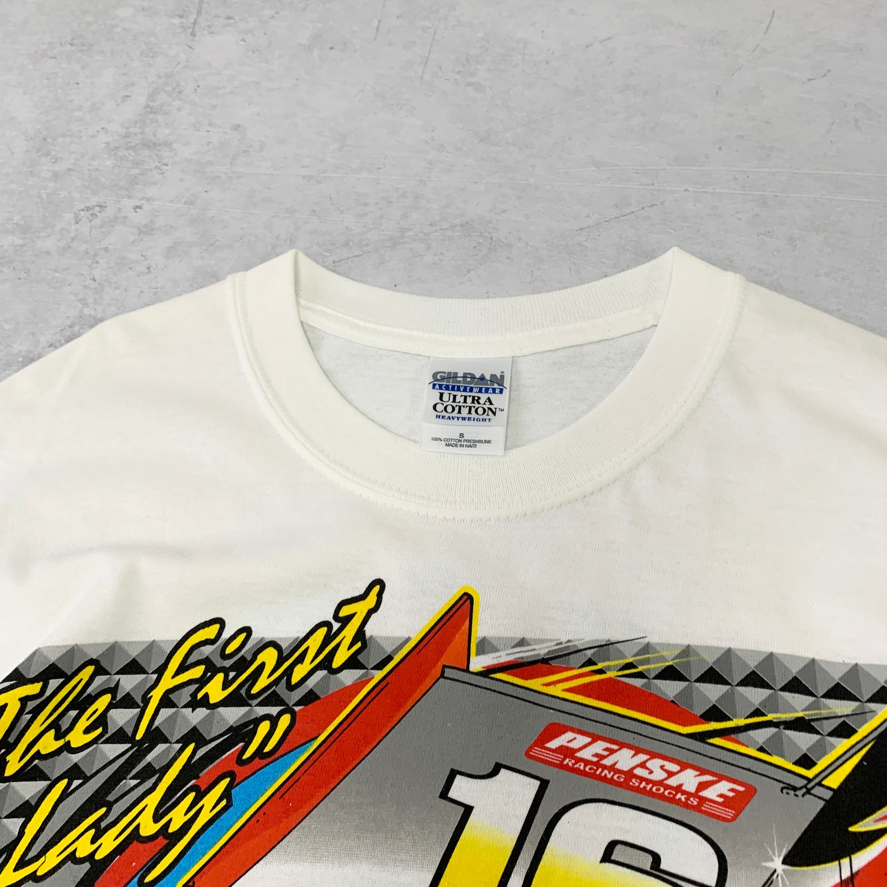 Vintage T Shirt Mens Small White Graphic Print Motorsport Racing Car Y2K USA