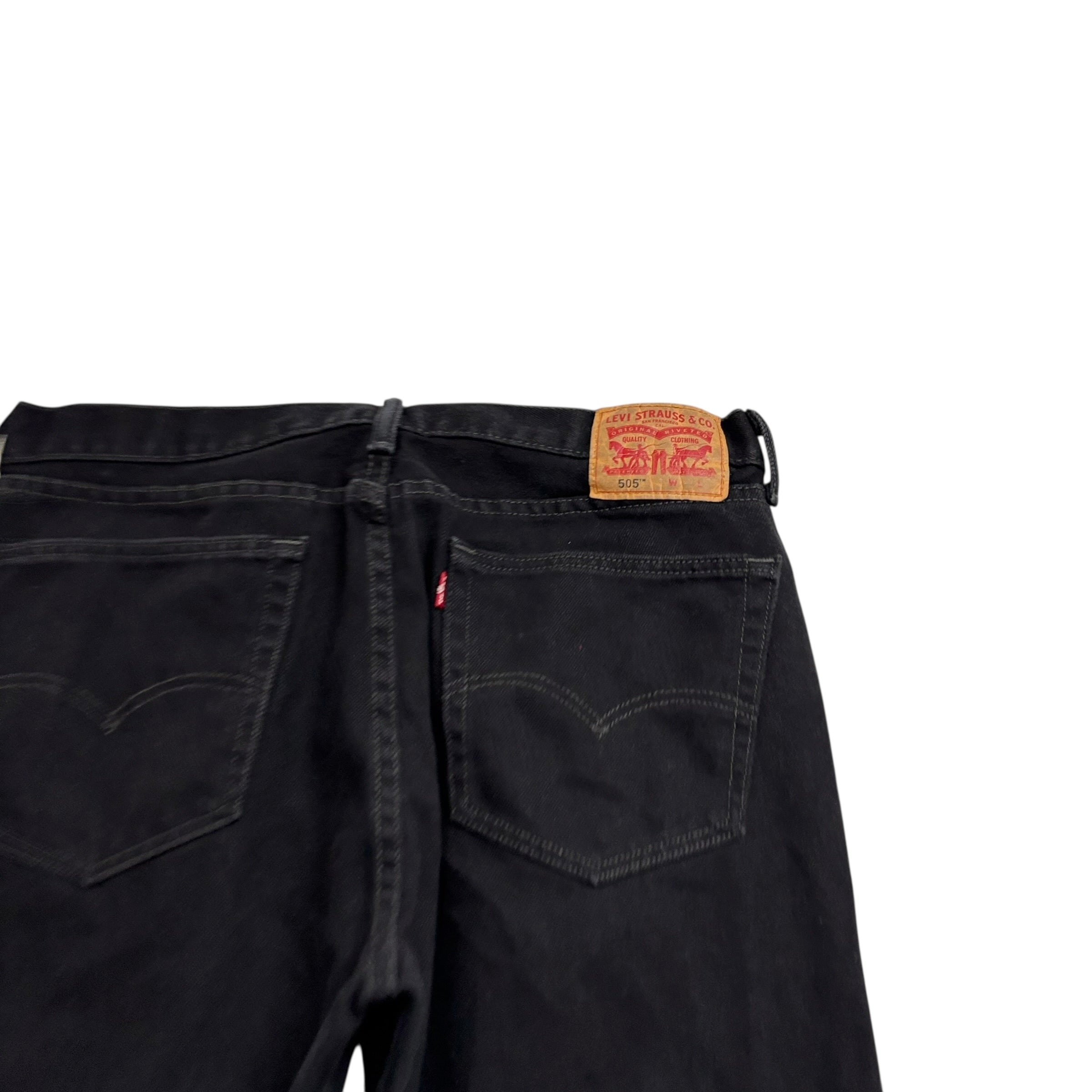 Levis 505 Jeans W36 L38 Mens Black Regular Straight Fit Denim (E)