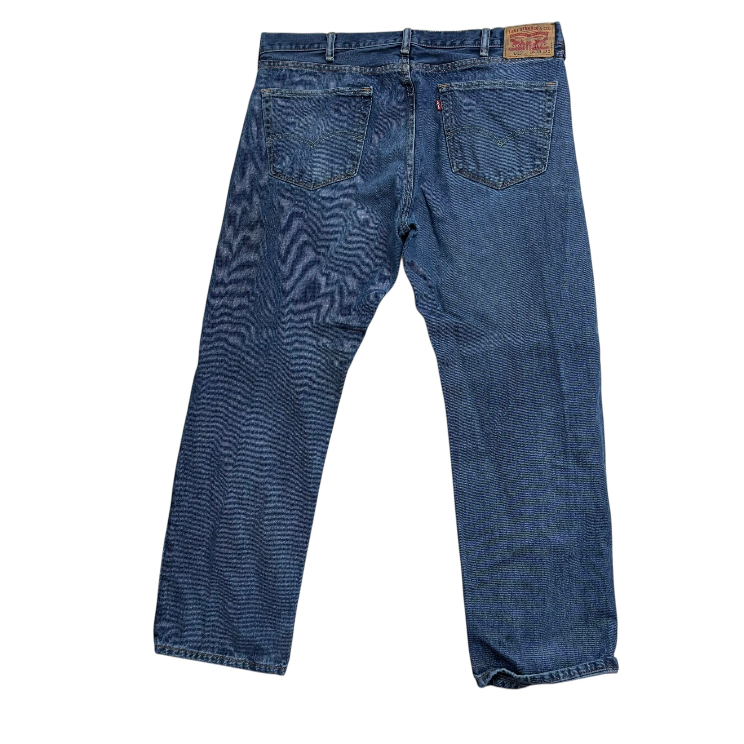 Levis 505 Jeans W38 L30 Mens Mid Blue Regular Straight Fit Denim (F)