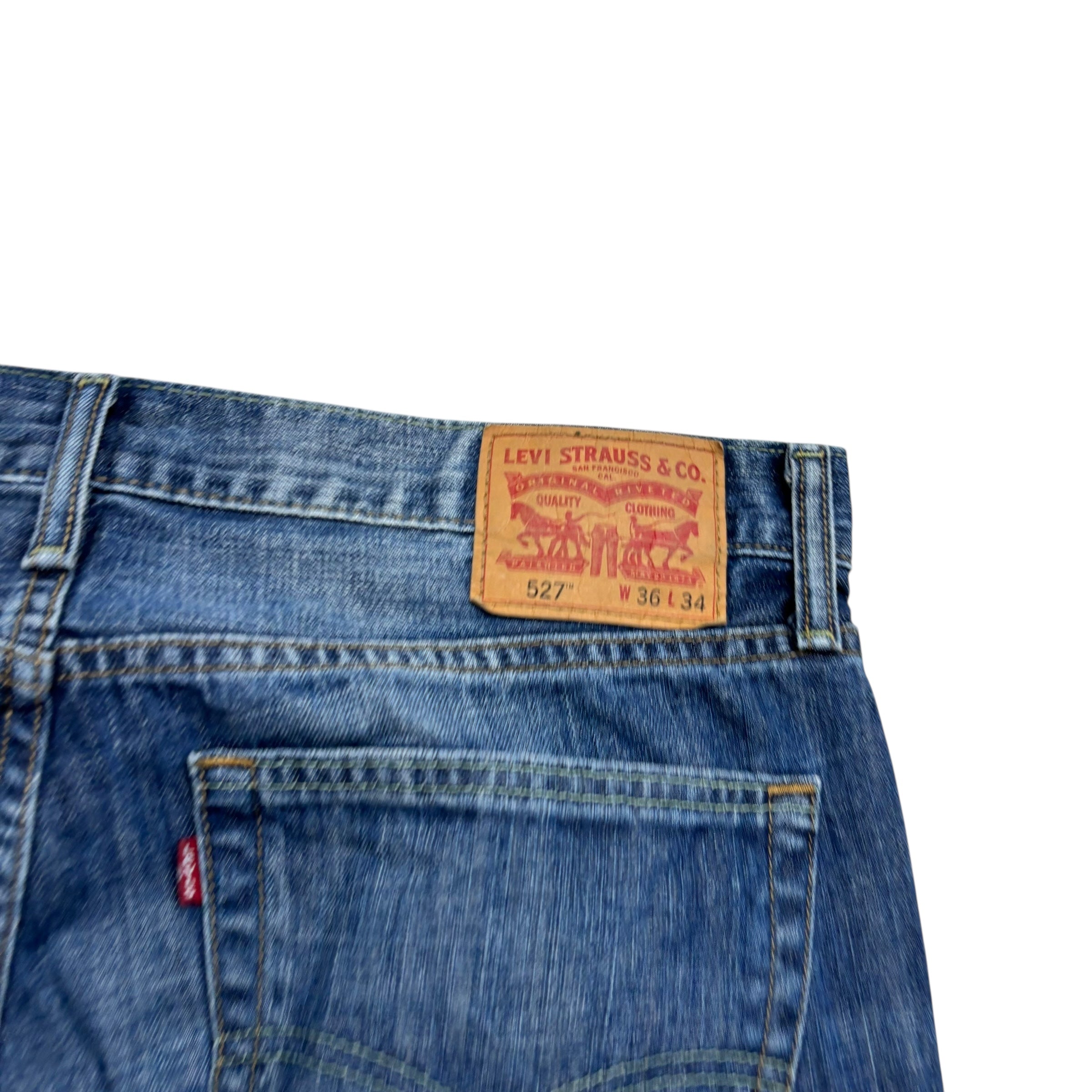 Levis 527 Jeans W36 L34 Mens Dark Blue Slim Bootcut Fit Denim (F)