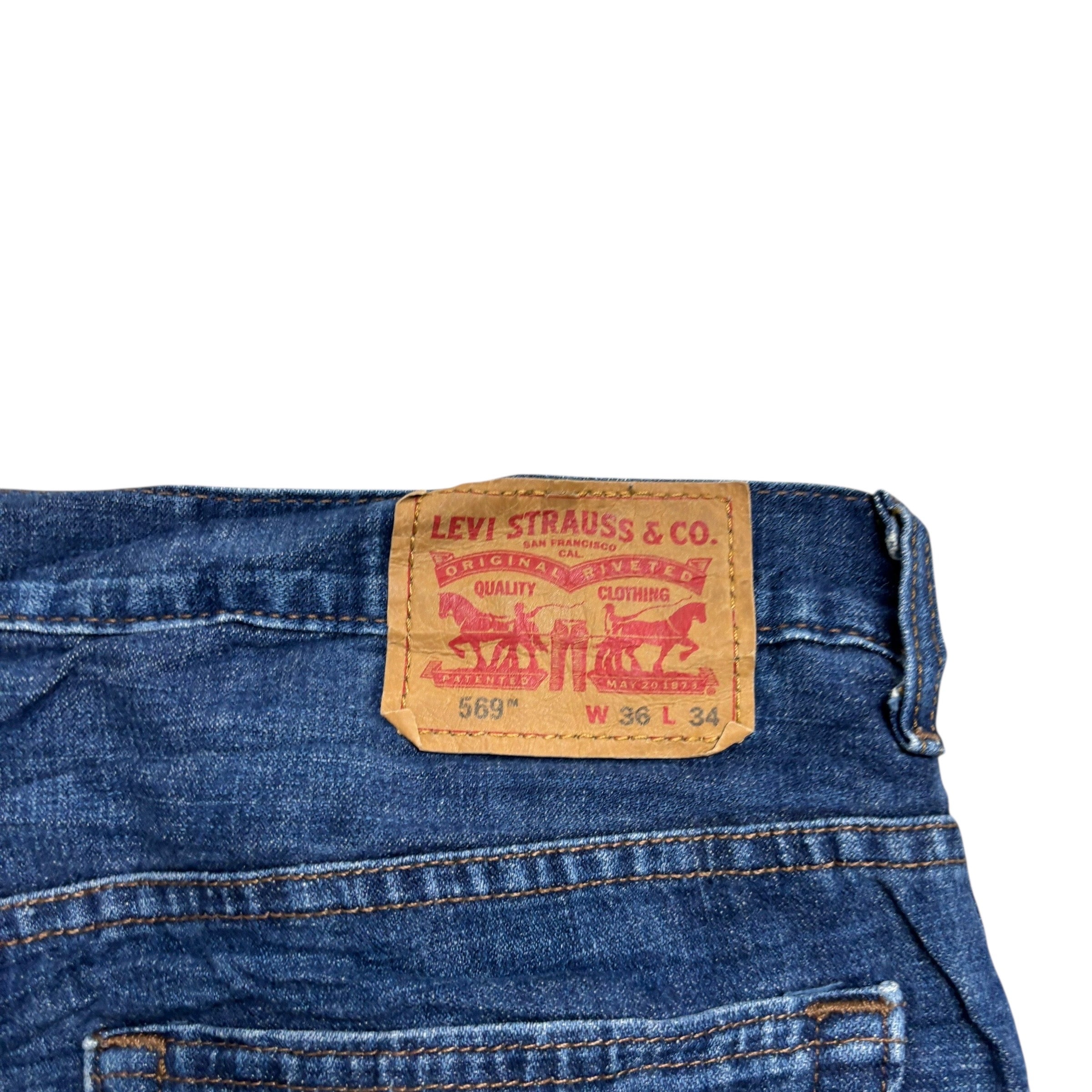 Levis 569 Jeans W36 L34 Mens Mid Blue Baggy Relaxed Straight Fit Denim (F)