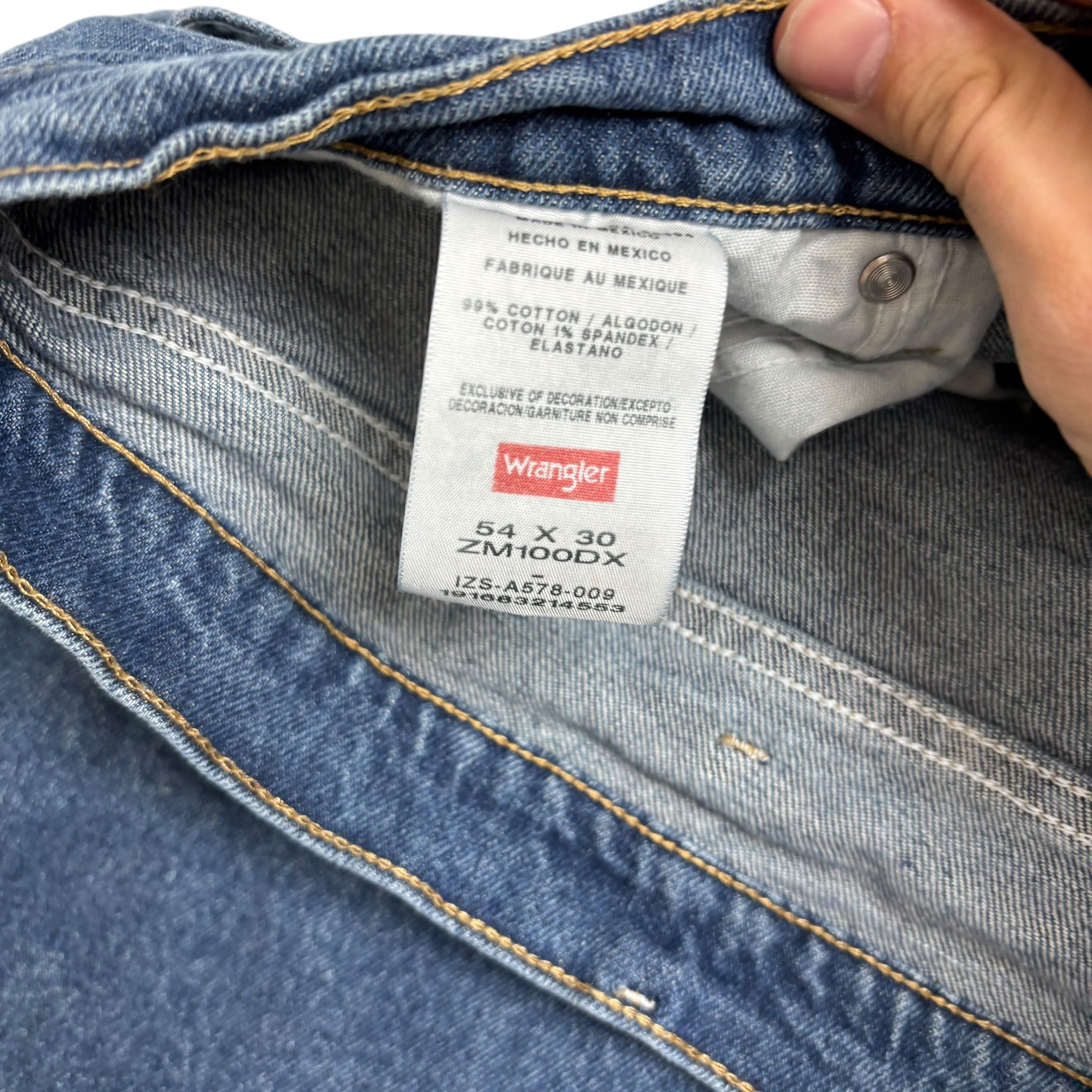 Wrangler Jeans W52 L30 Mens Mid Blue Regular Straight Fit Stretch Denim (E)
