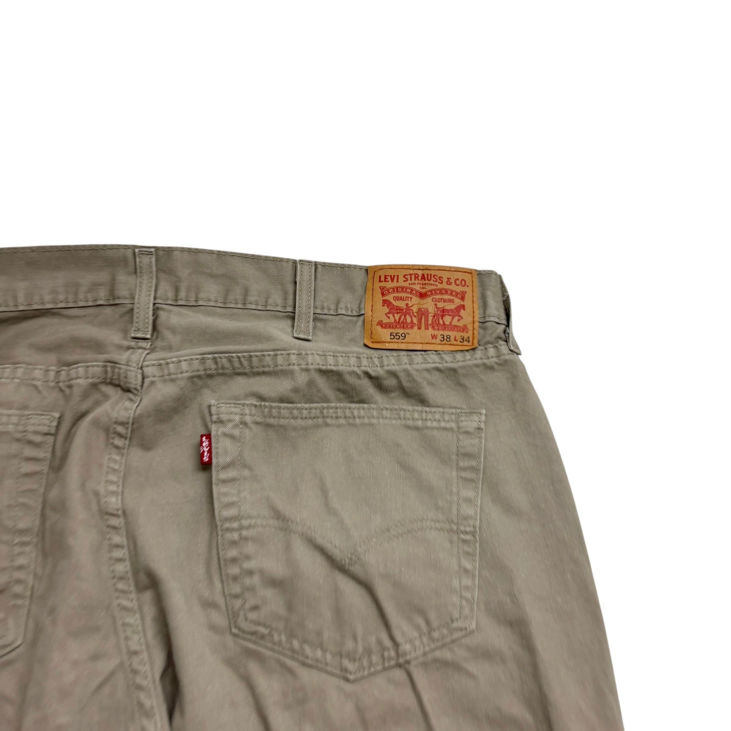 Levis 559 Trousers W38 L34 Mens Beige Baggy Relaxed Straight Fit Pants (E)