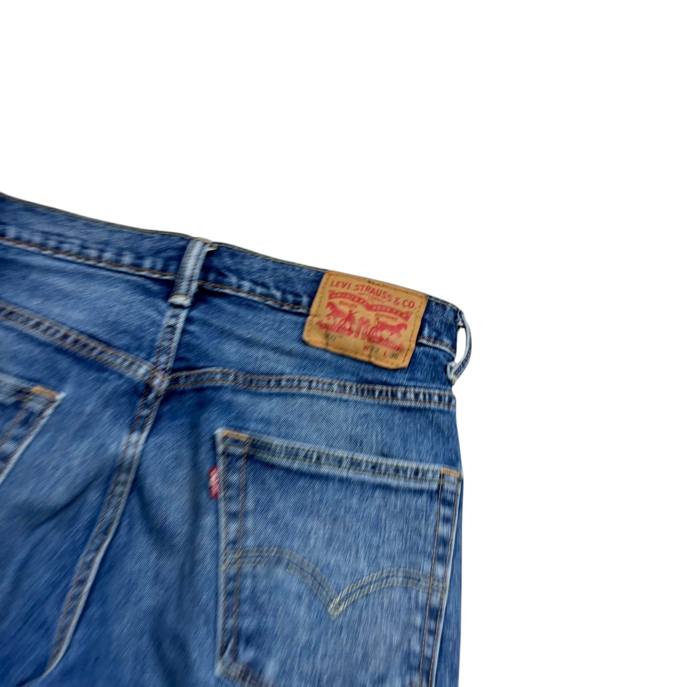 Levis 550 Jeans W30 L35 Mens Mid Blue Relaxed Straight Fit Stretch Denim