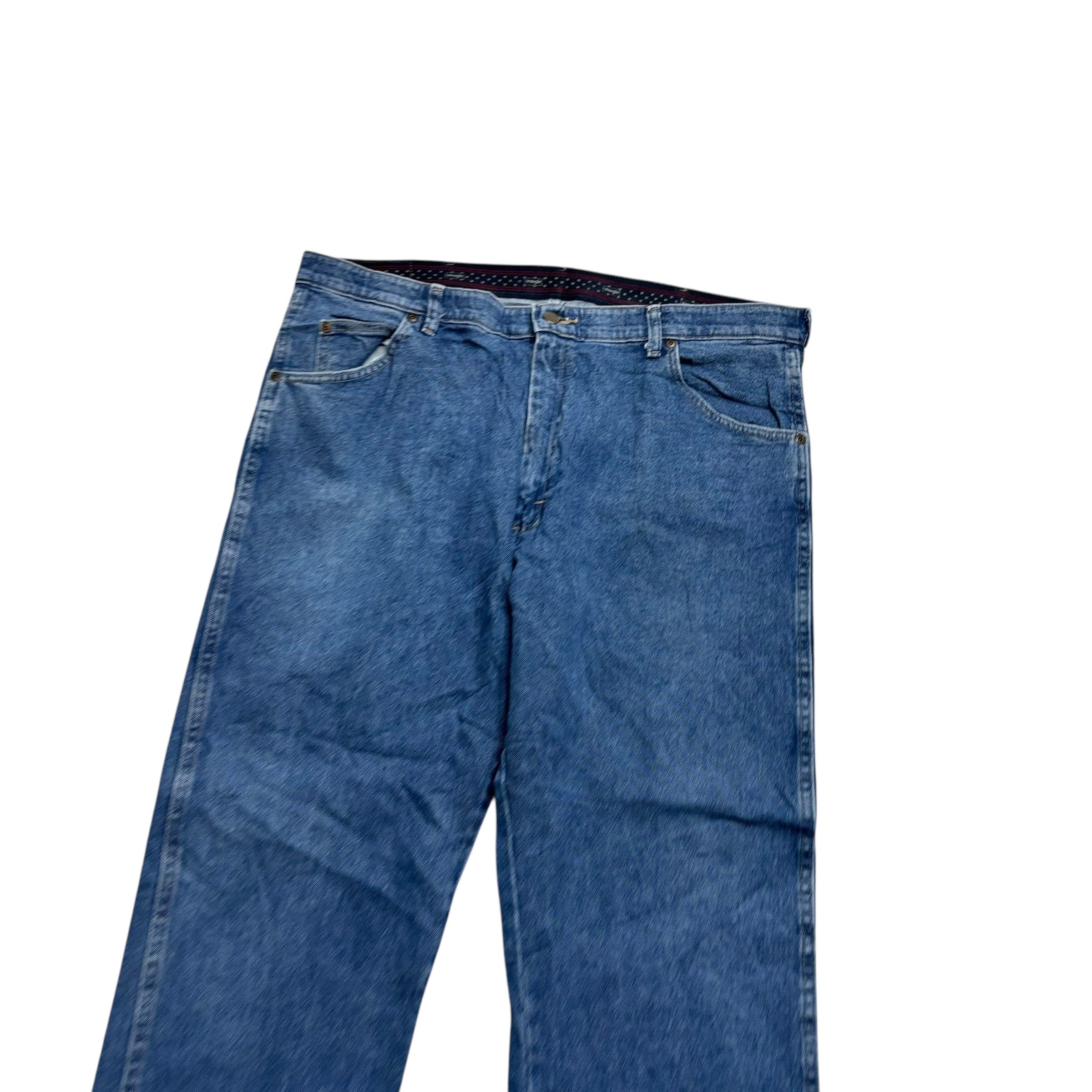 Wrangler Jeans W40 L29 Mens Mid Blue Relaxed Straight Fit Stretch Denim (E)
