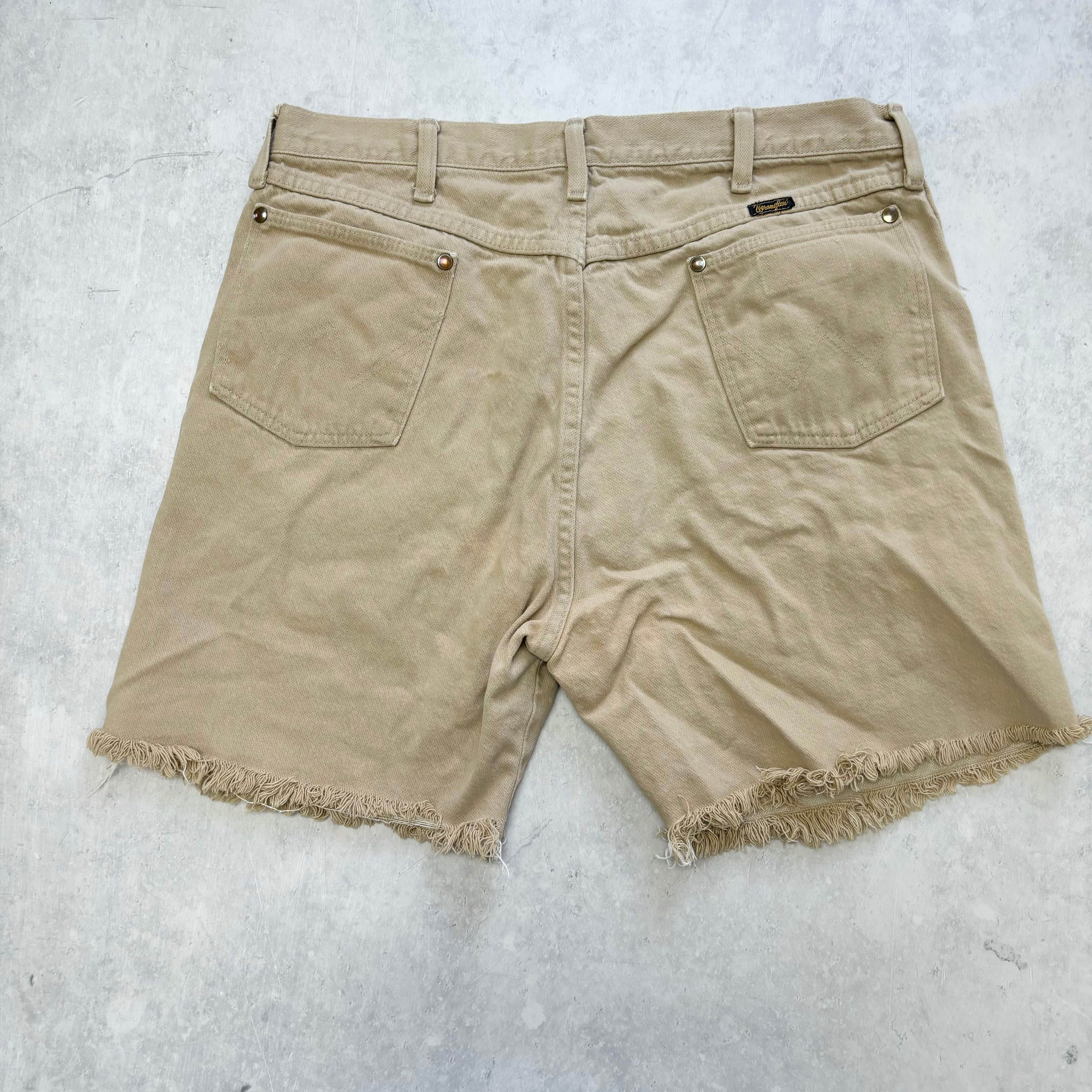 Vintage Wrangler Jorts W34 Mens Denim Shorts Beige Tan Regular Fit