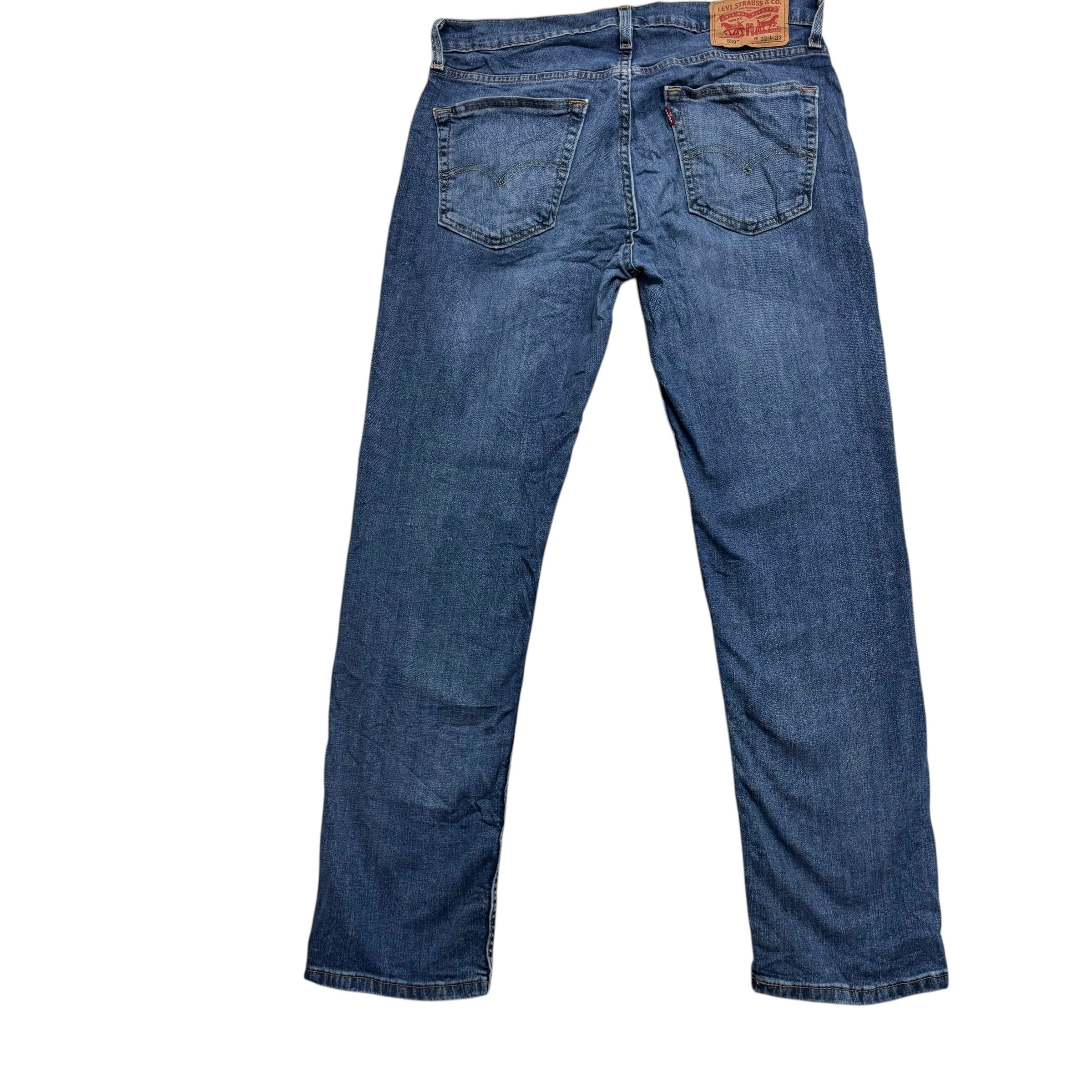 Levis 559 Jeans W32 L31 Mens Mid Blue Regular Straight Fit Denim (E)