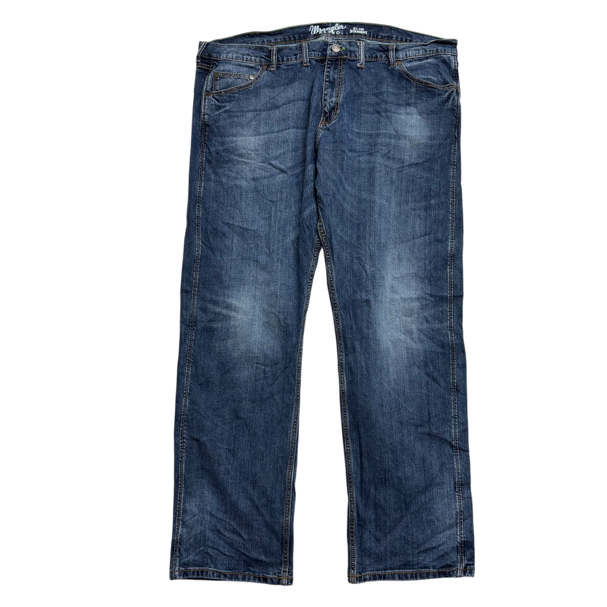 Wrangler Jeans W46 L36 Mens Dark Blue Relaxed Straight Fit Denim (E)
