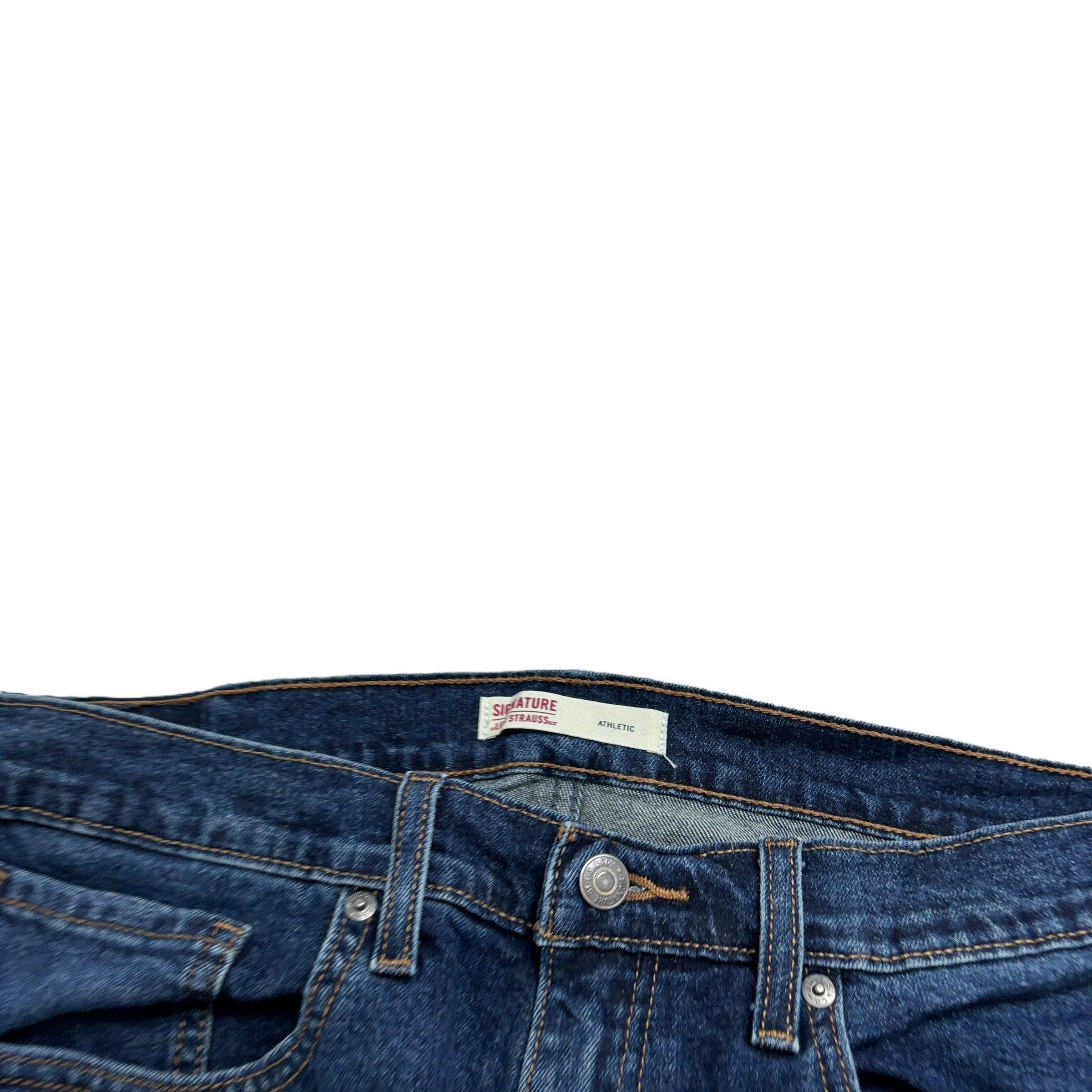 Levis Signature Jeans W34 L32 Mens Dark Blue Athletic Tapered Fit Stretch (E)