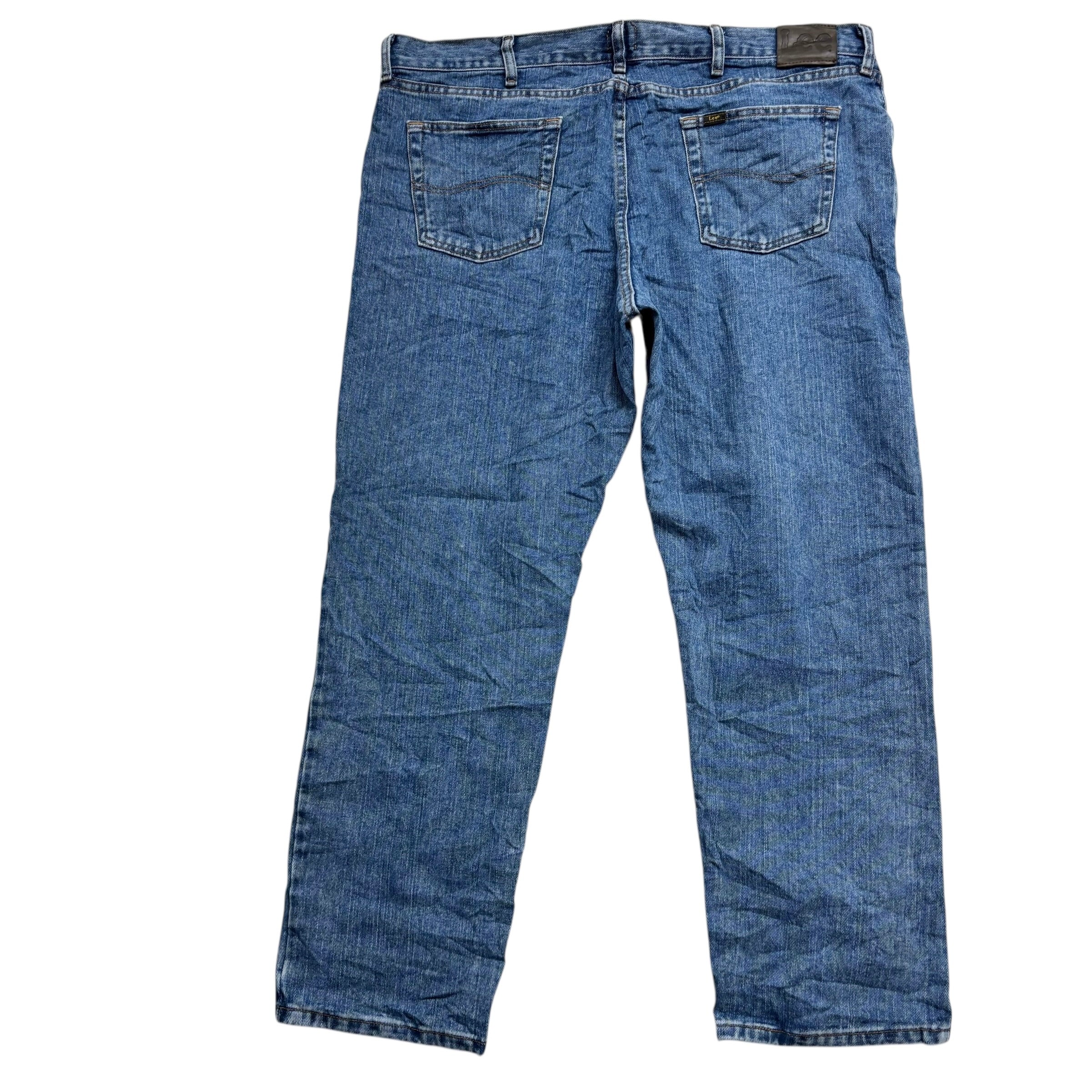 Lee Jeans W42 L30 Mens Mid Blue Regular Straight Fit Denim