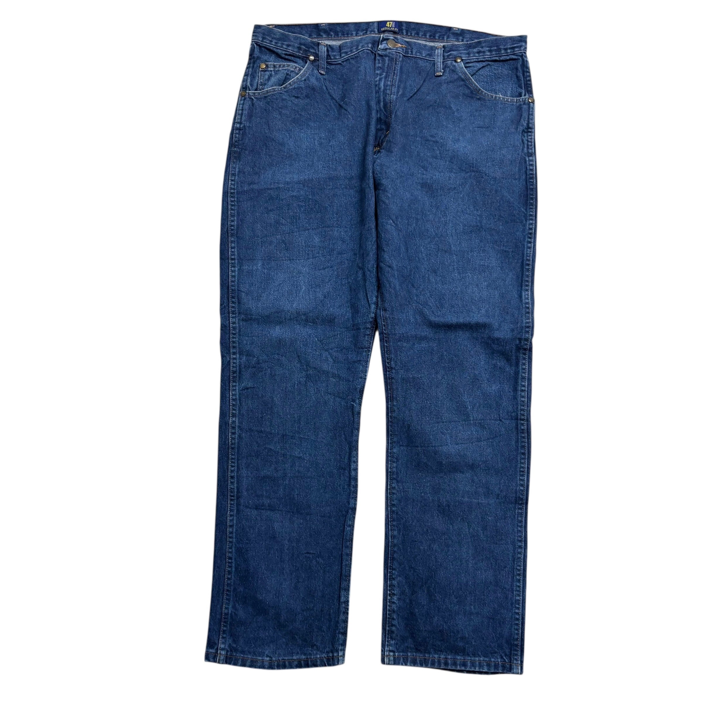 Wrangler Jeans Cowboy Cut W40 L32 Mens Mid Blue 47MWZ Regular Fit Denim (E)