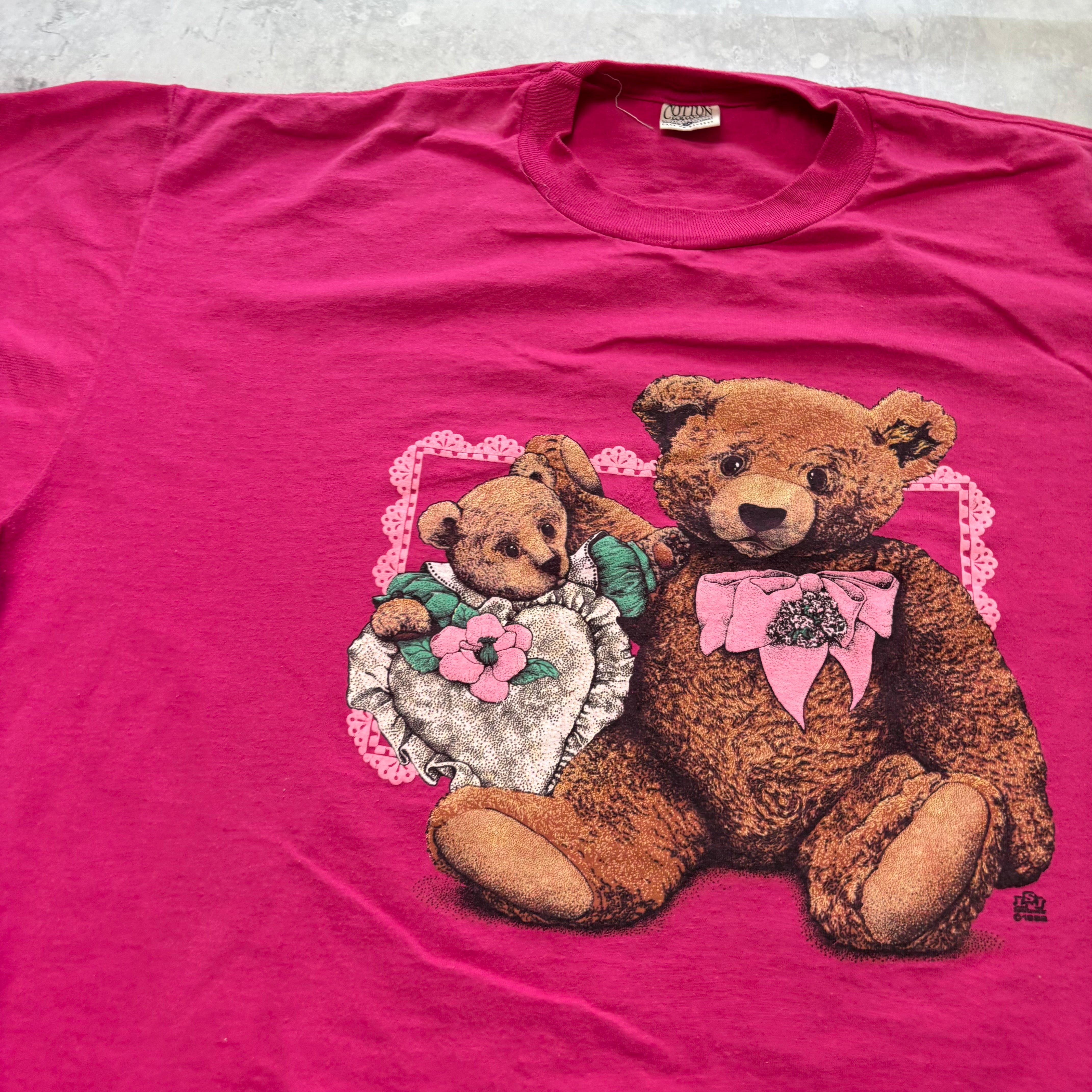 Vintage T Shirt Mens XXL Pink Graphic Print 90s Teddy Bears (E)