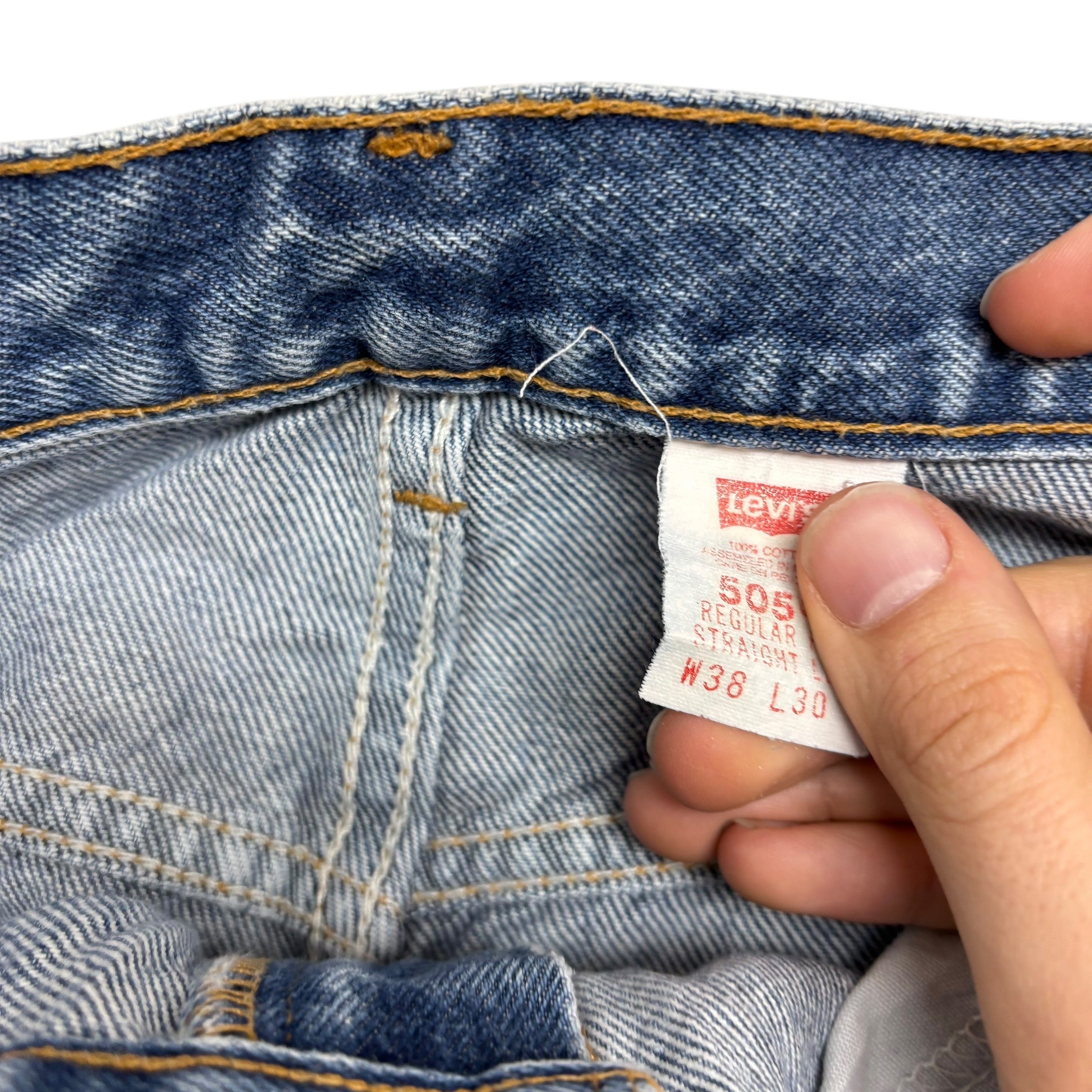 Levis 505 Jeans W36 L30 Mens Mid Blue Regular Straight Fit Vintage 90s Denim