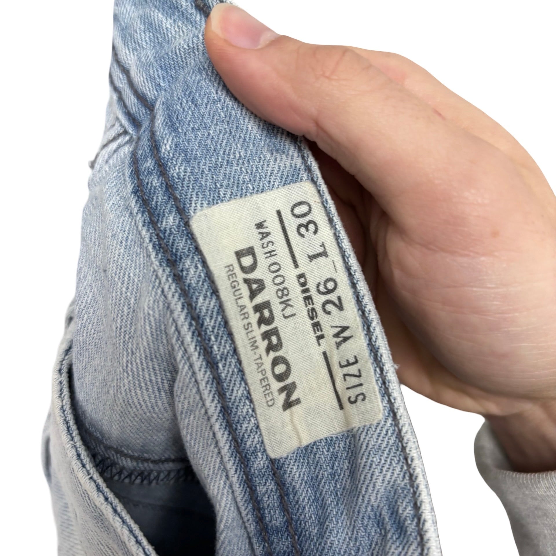 Diesel Darron Jeans W27 L30 Mens Light Blue Slim Tapered Fit Distressed