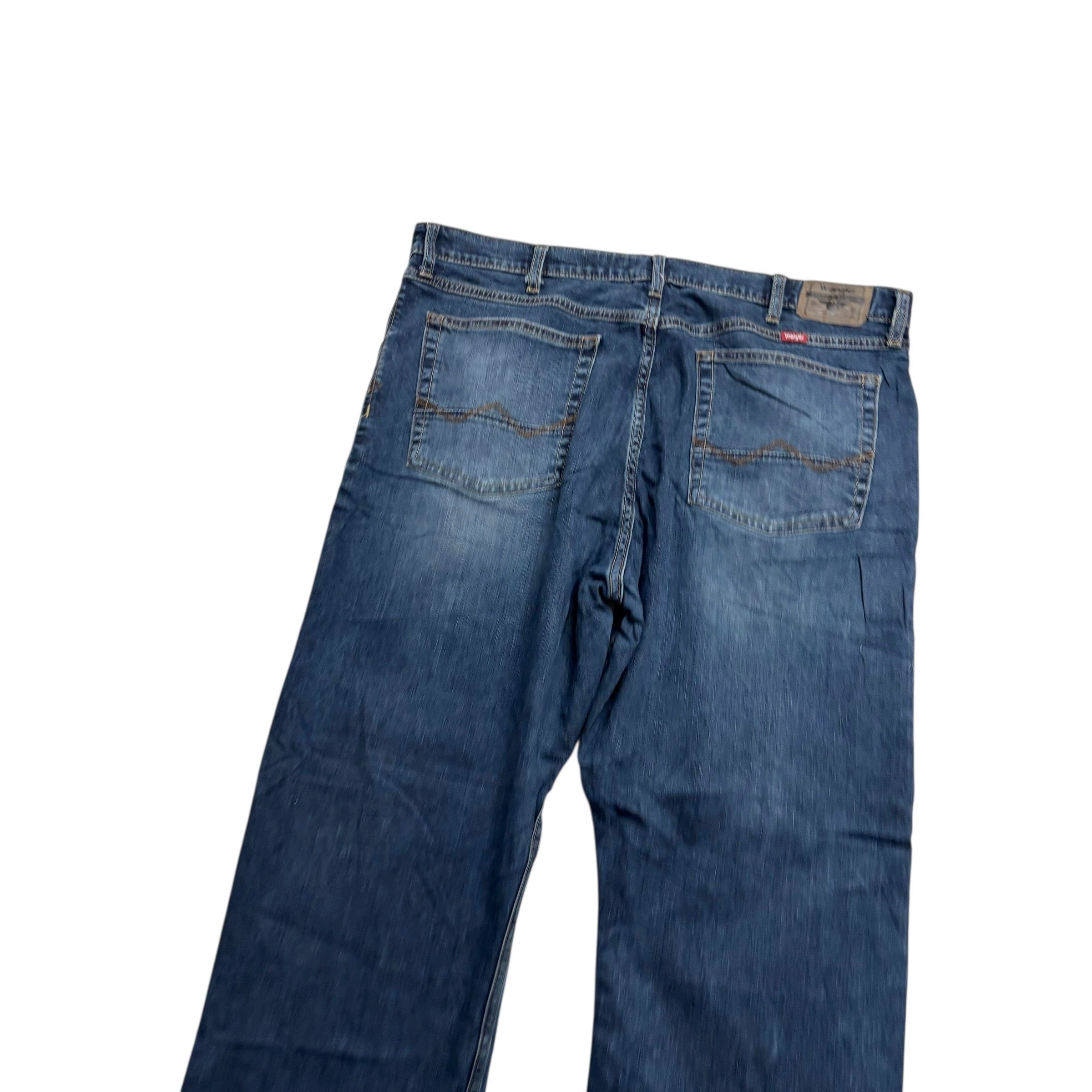 Wrangler Jeans W40 L30 Mens Dark Blue Relaxed Bootcut Fit Stretch Denim (E)