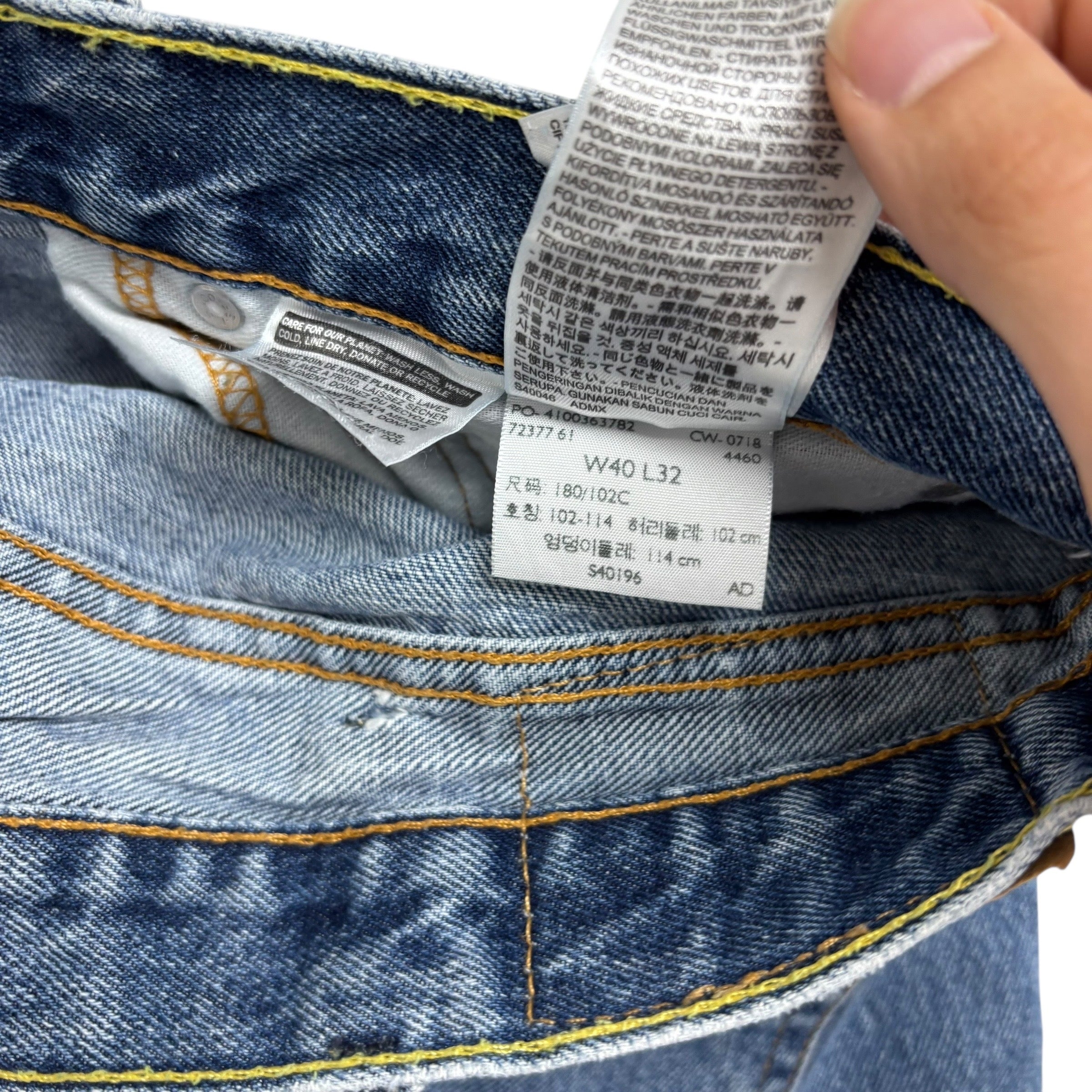 Levis 505 Jeans W40 L32 Mens Mid Blue Regular Straight Fit Denim (E)