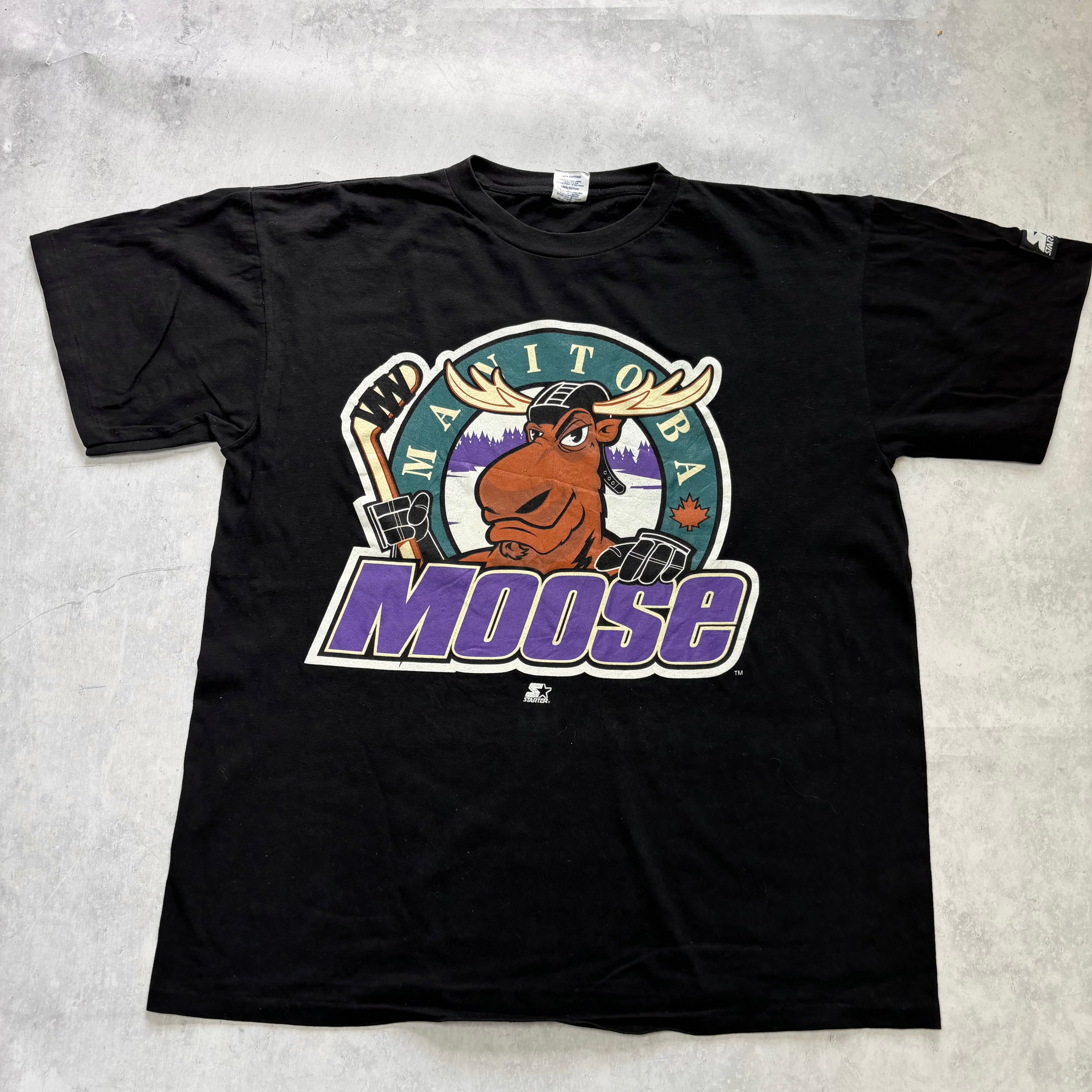 Vintage T Shirt Mens Large Black Single Stitch Graphic Print 90s Ice Hockey (E)