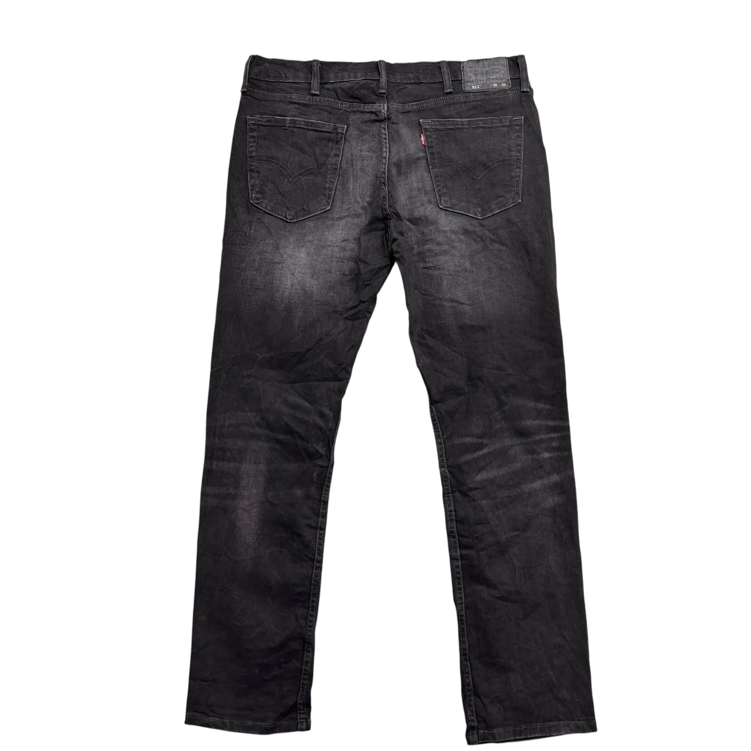 Levis 511 Jeans W38 L32 Mens Black Slim Fit Stretch Denim (E)
