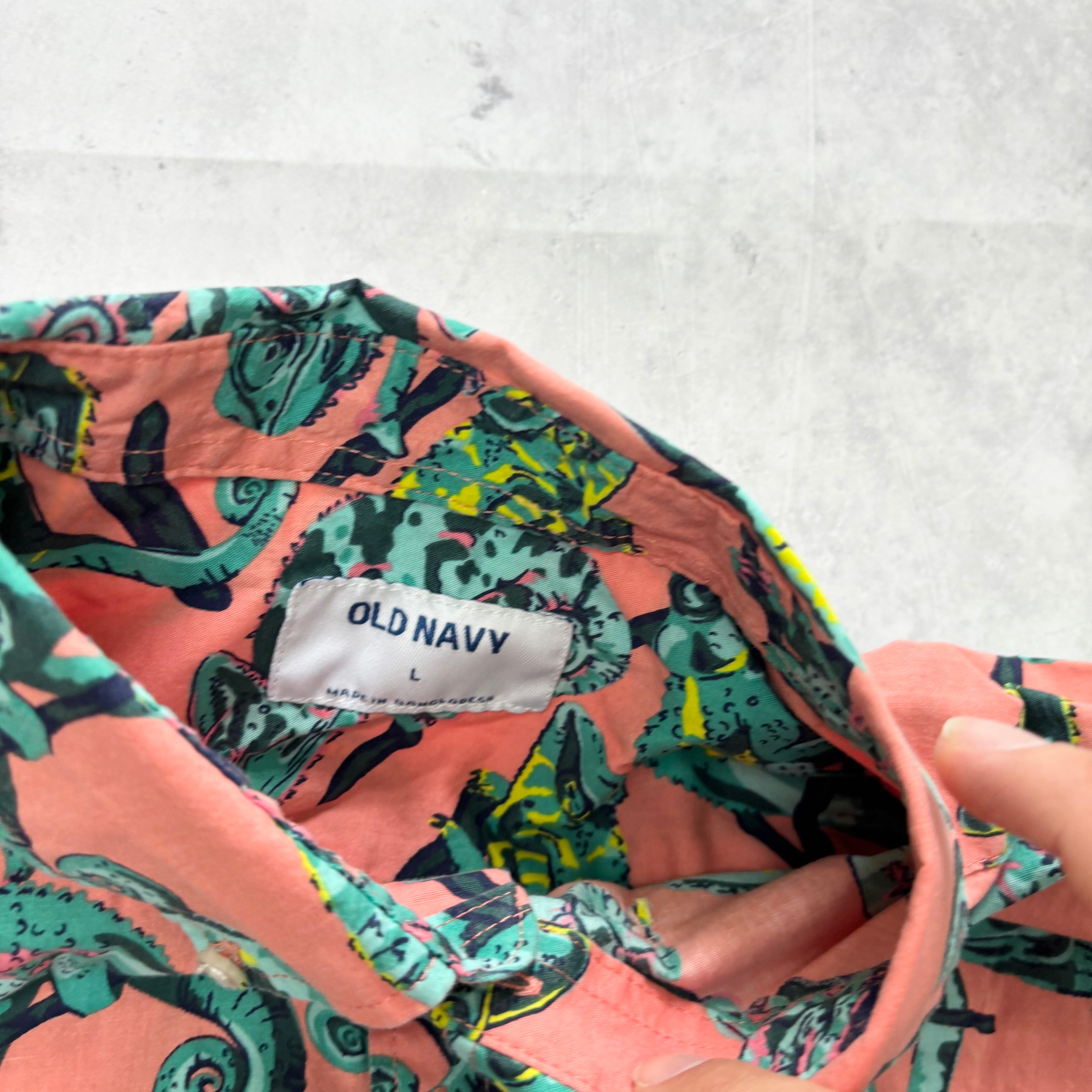 Hawaiian Shirt Mens Large Pink Floral Aloha Short Sleeve Cotton Slim Fit (E)