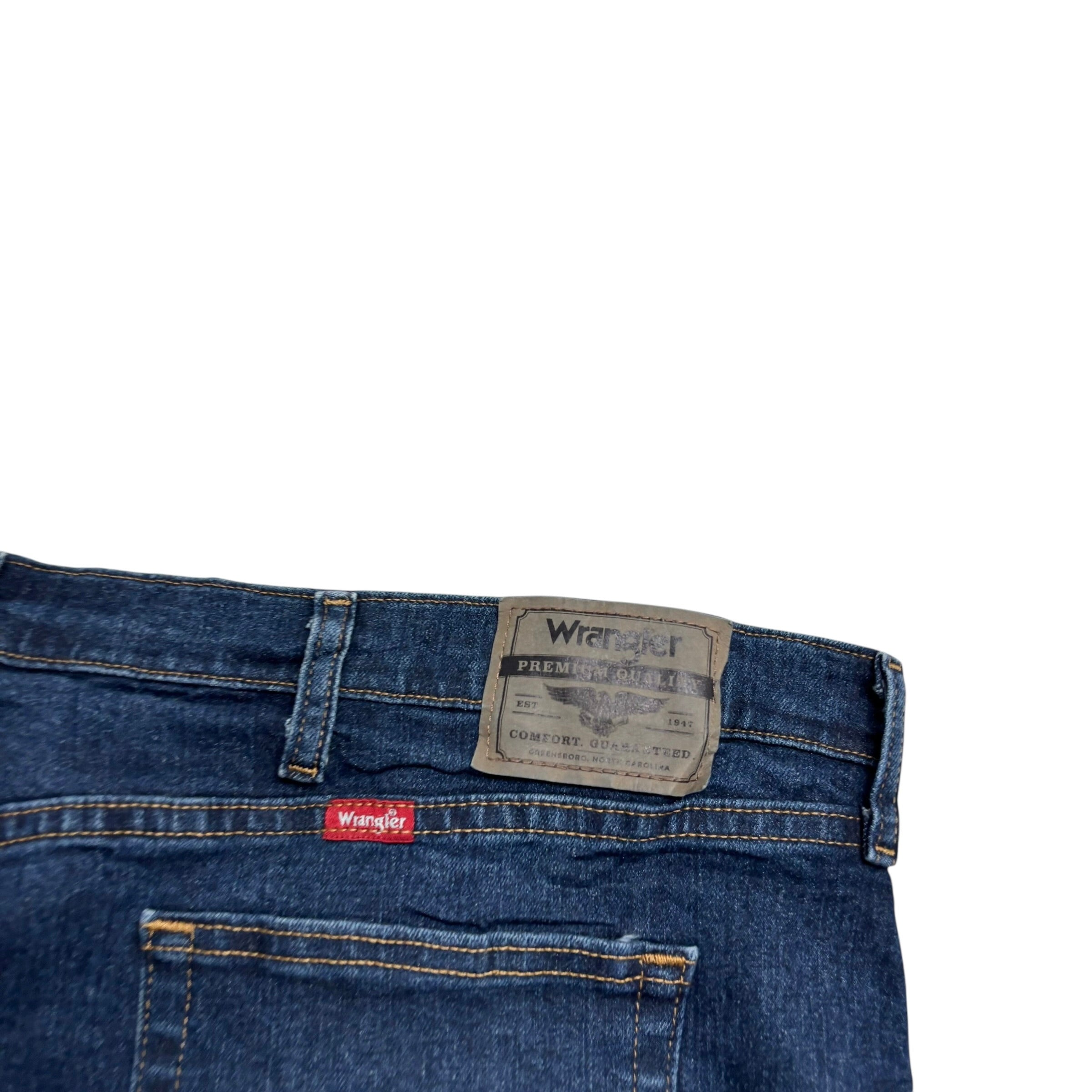 Wrangler Jeans W44 L30 Mens Dark Blue Relaxed Straight Fit Stretch Denim (E)