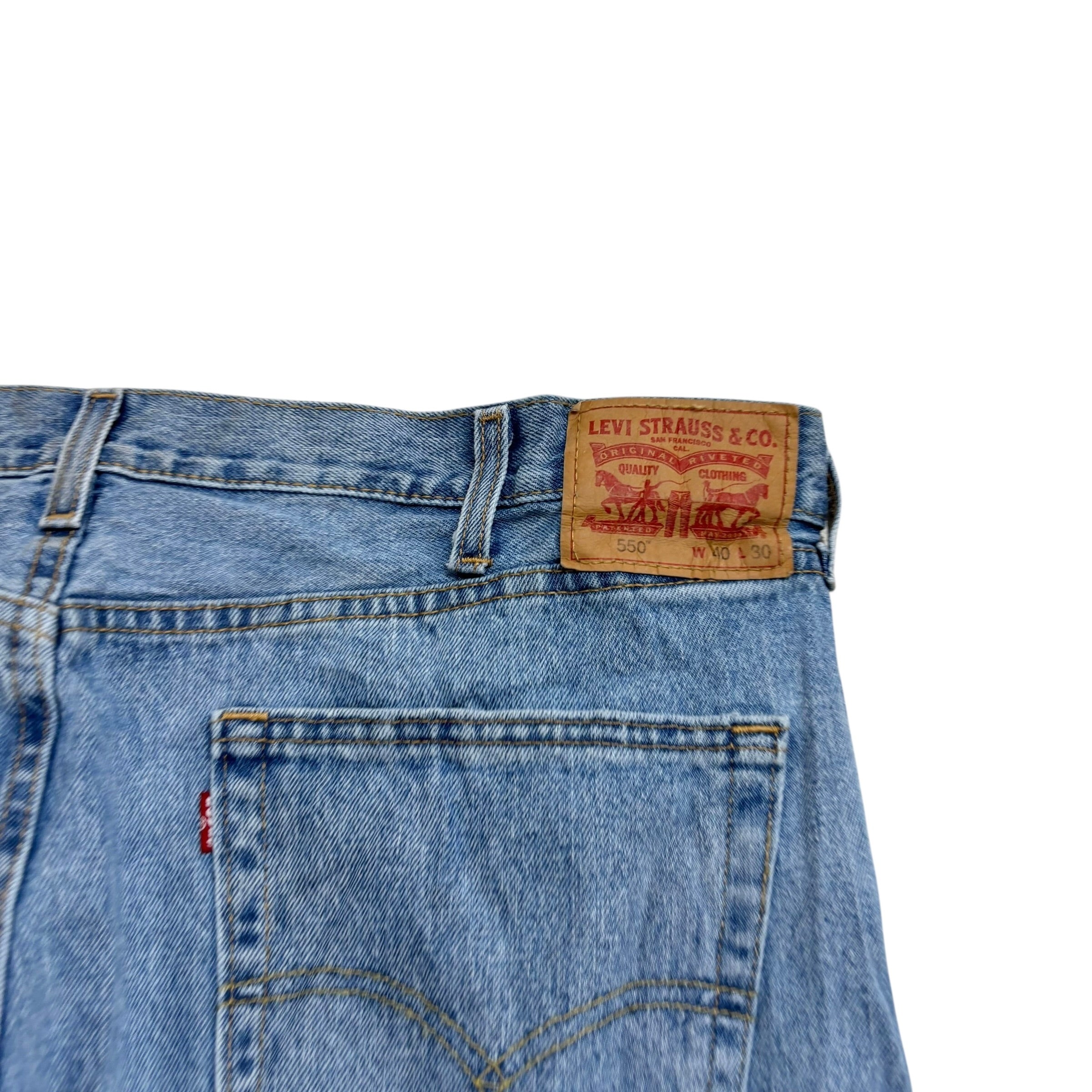 Levis 550 Jeans W40 L30 Mens Light Blue Baggy Relaxed Straight Fit Denim (E)