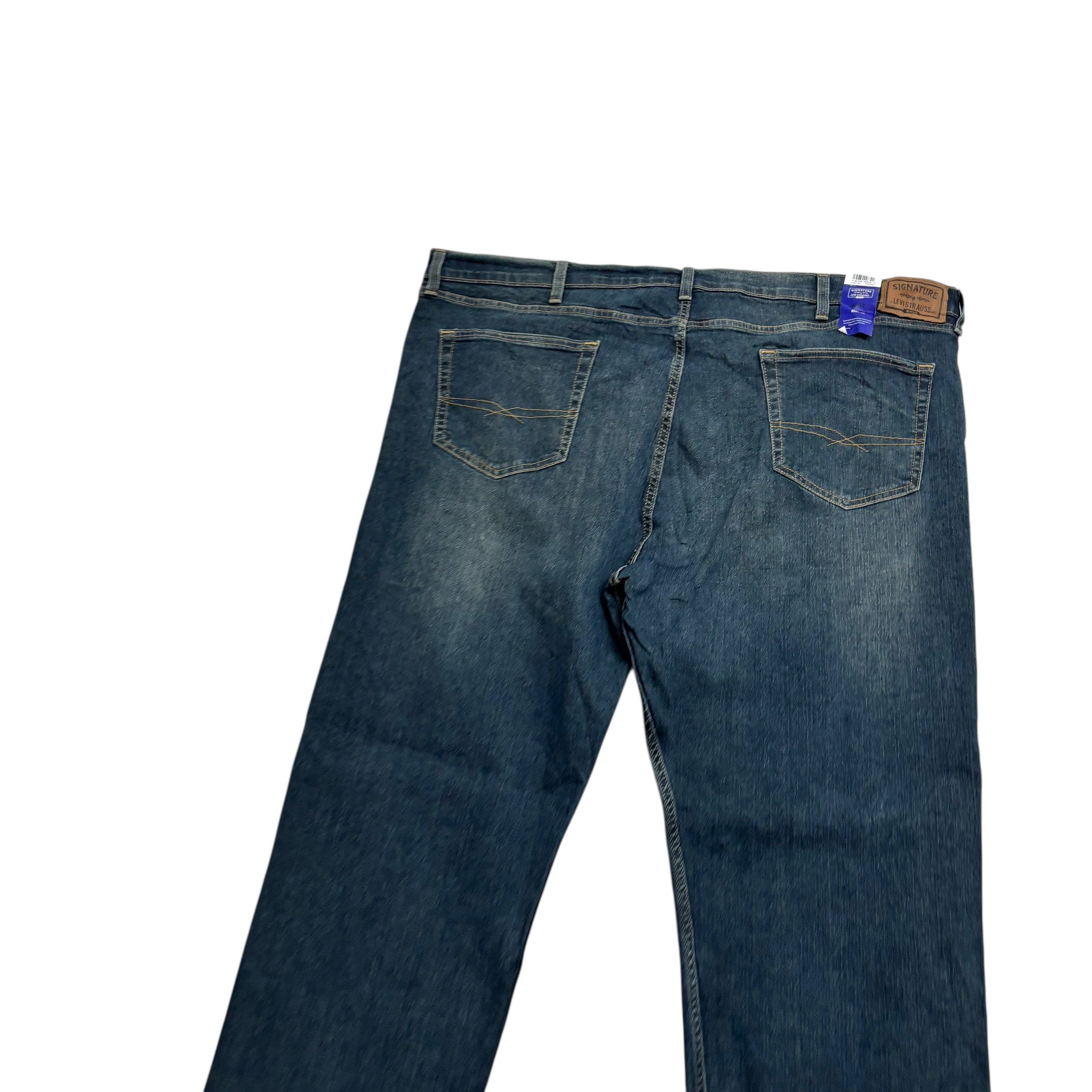 Levis Signature Jeans W46 L32 Mens Dark Blue Regular Straight Stretch Denim (E)