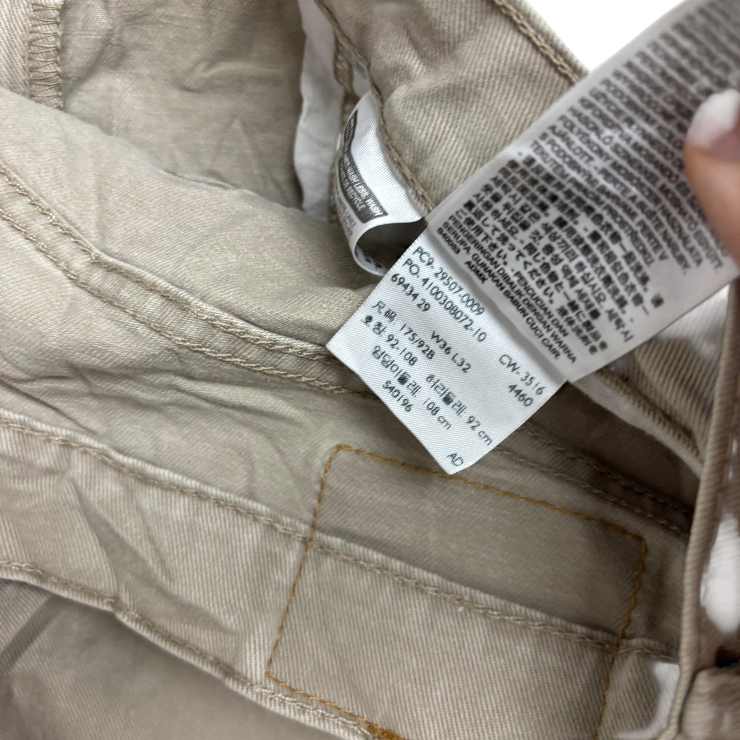 Levis 502 Jeans W36 L31 Mens Beige Regular Tapered Fit Stretch Denim