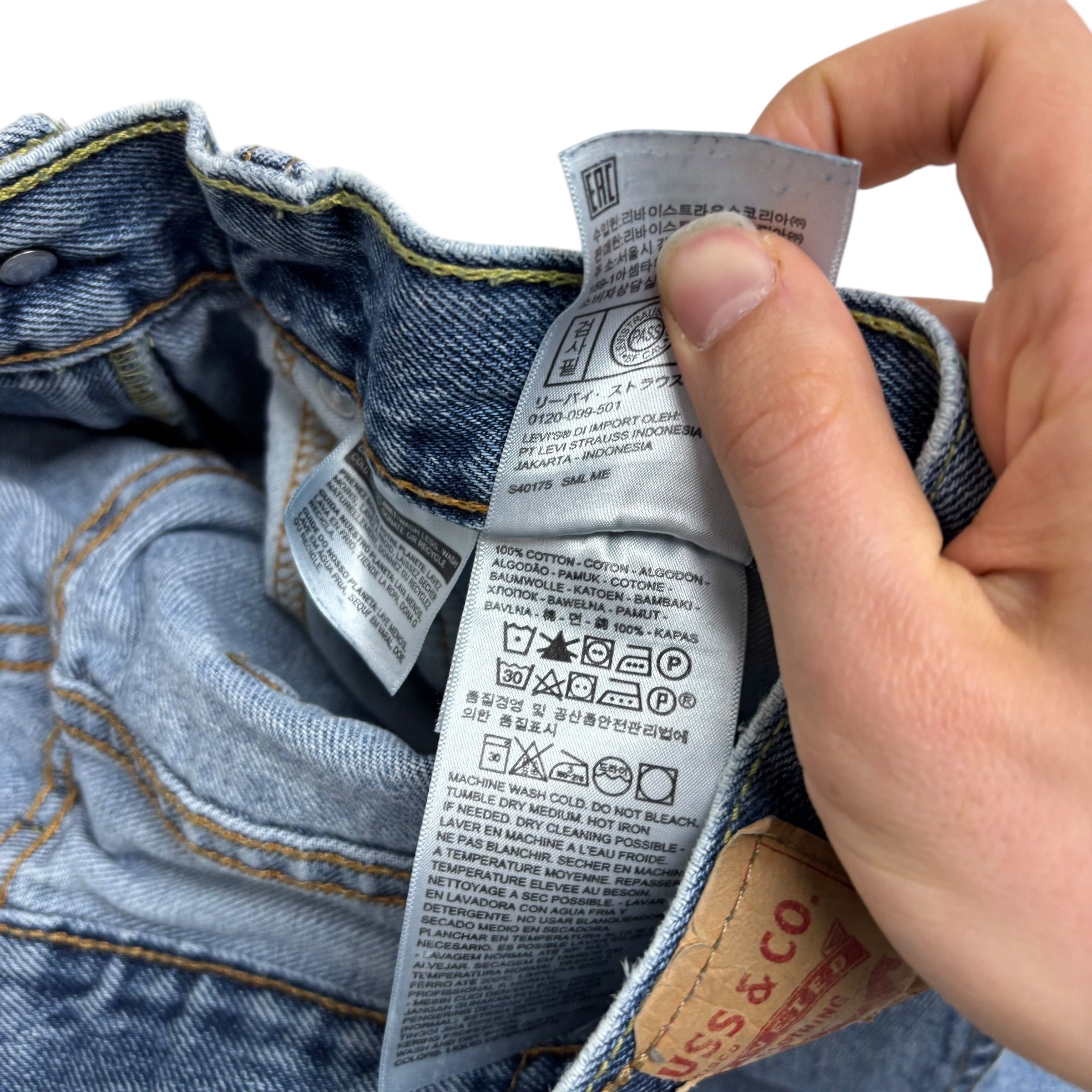 Levis 505 Jeans W34 L32 Mens Light Blue Regular Straight Fit Denim (F)