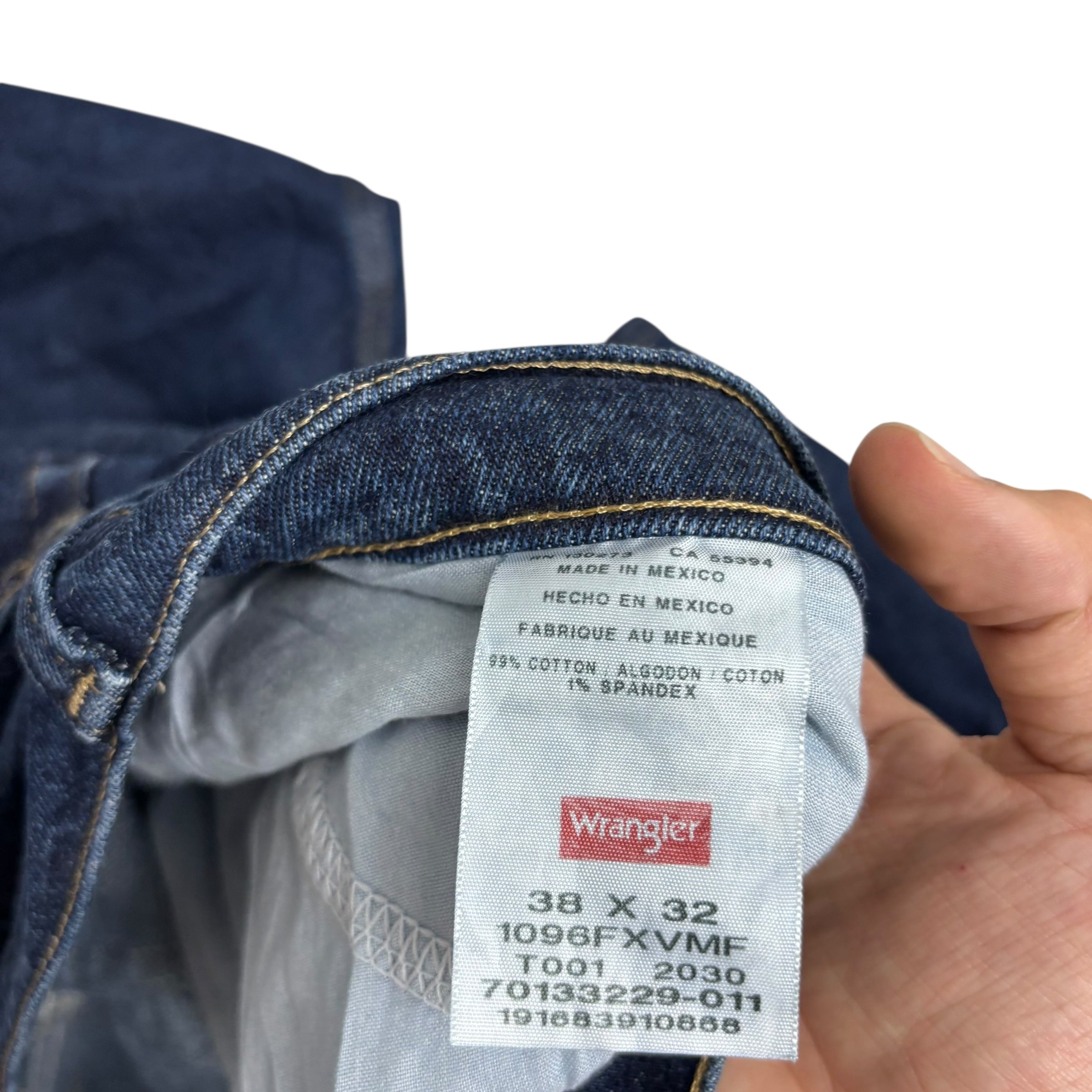 Wrangler Jeans W38 L32 Mens Dark Blue Regular Straight Fit Denim (E)