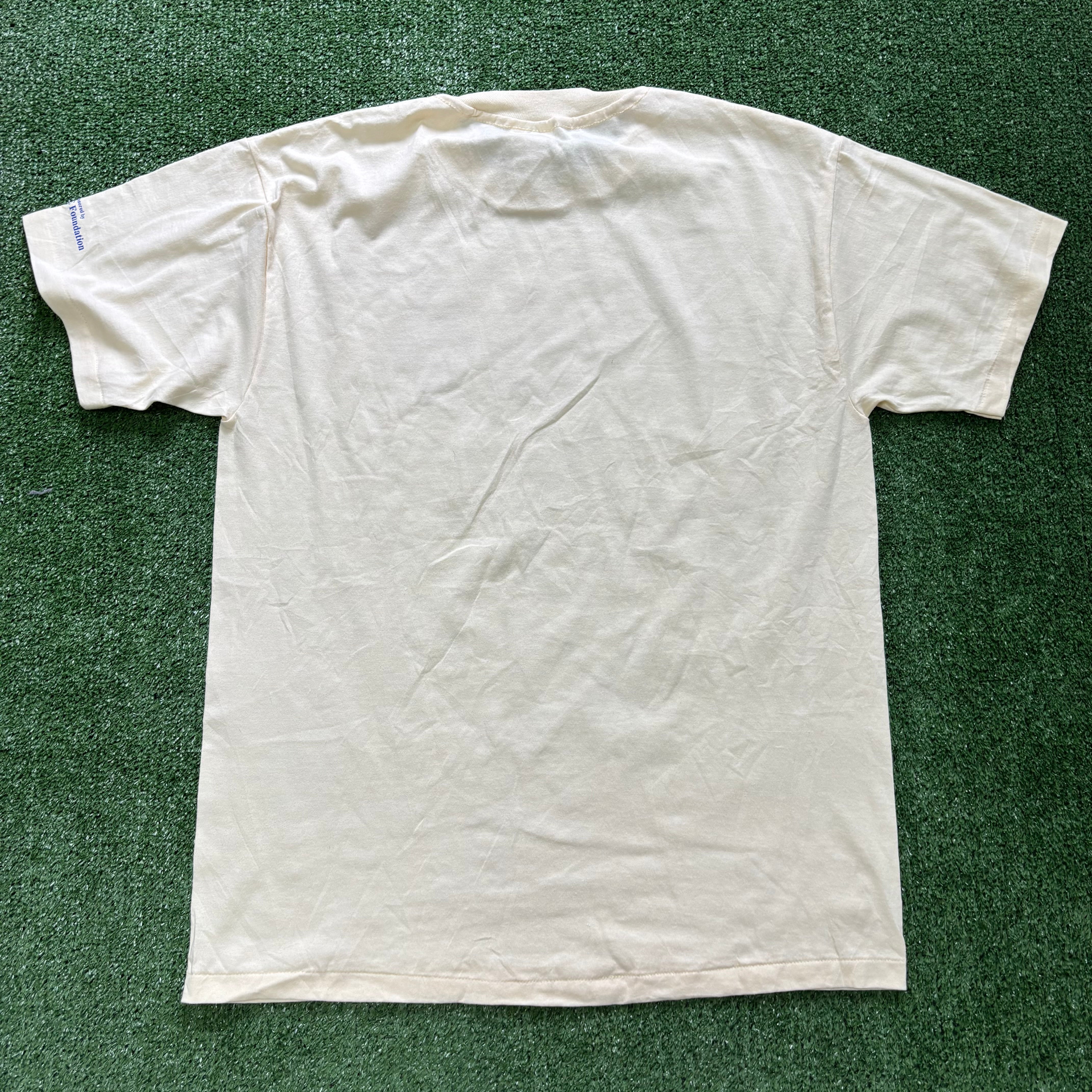 Vintage T Shirt Mens Large Yellow Single Stitch Graphic Print 90s
