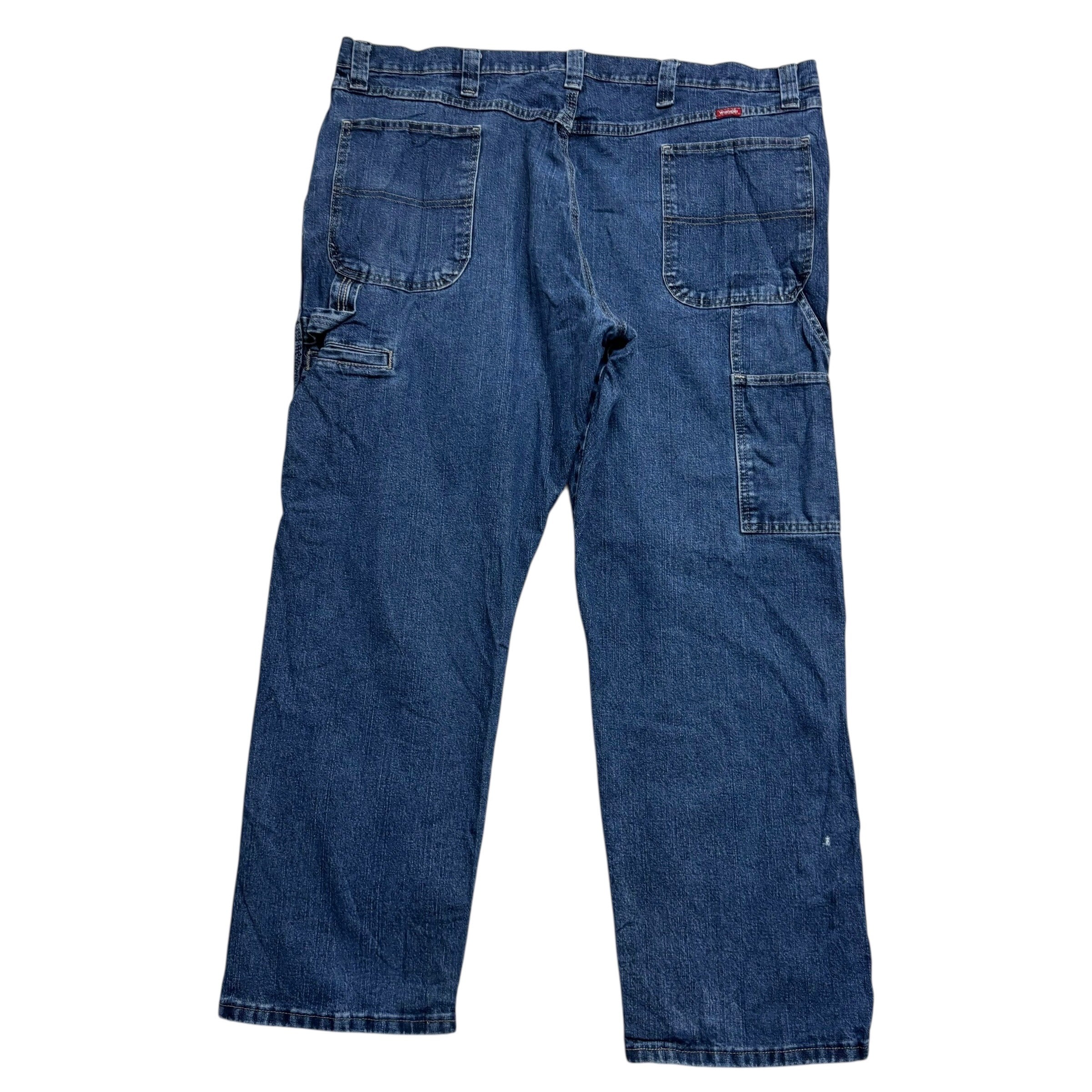 Wrangler Carpenter Jeans W44 L30 Mens Mid Blue Relaxed Straight Fit Stretch