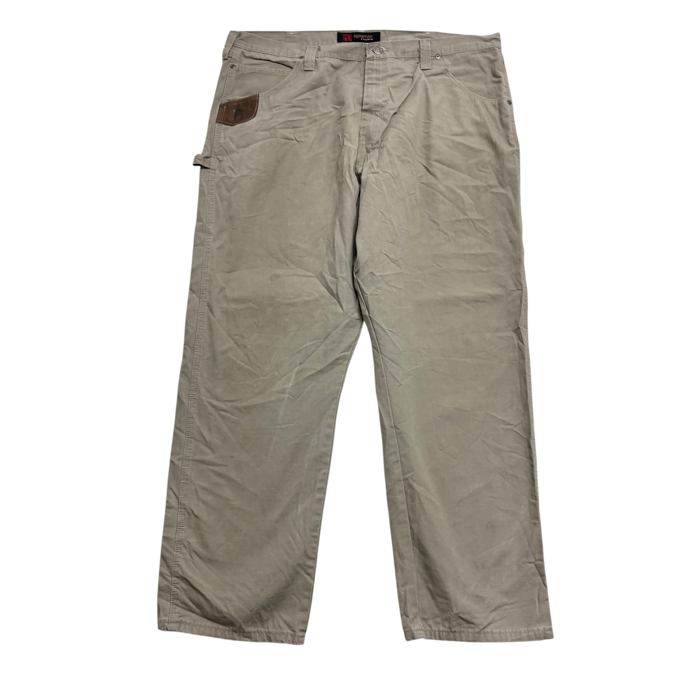Wrangler Carpenter Pants W42 L32 Mens Beige Relaxed Straight Fit Trousers