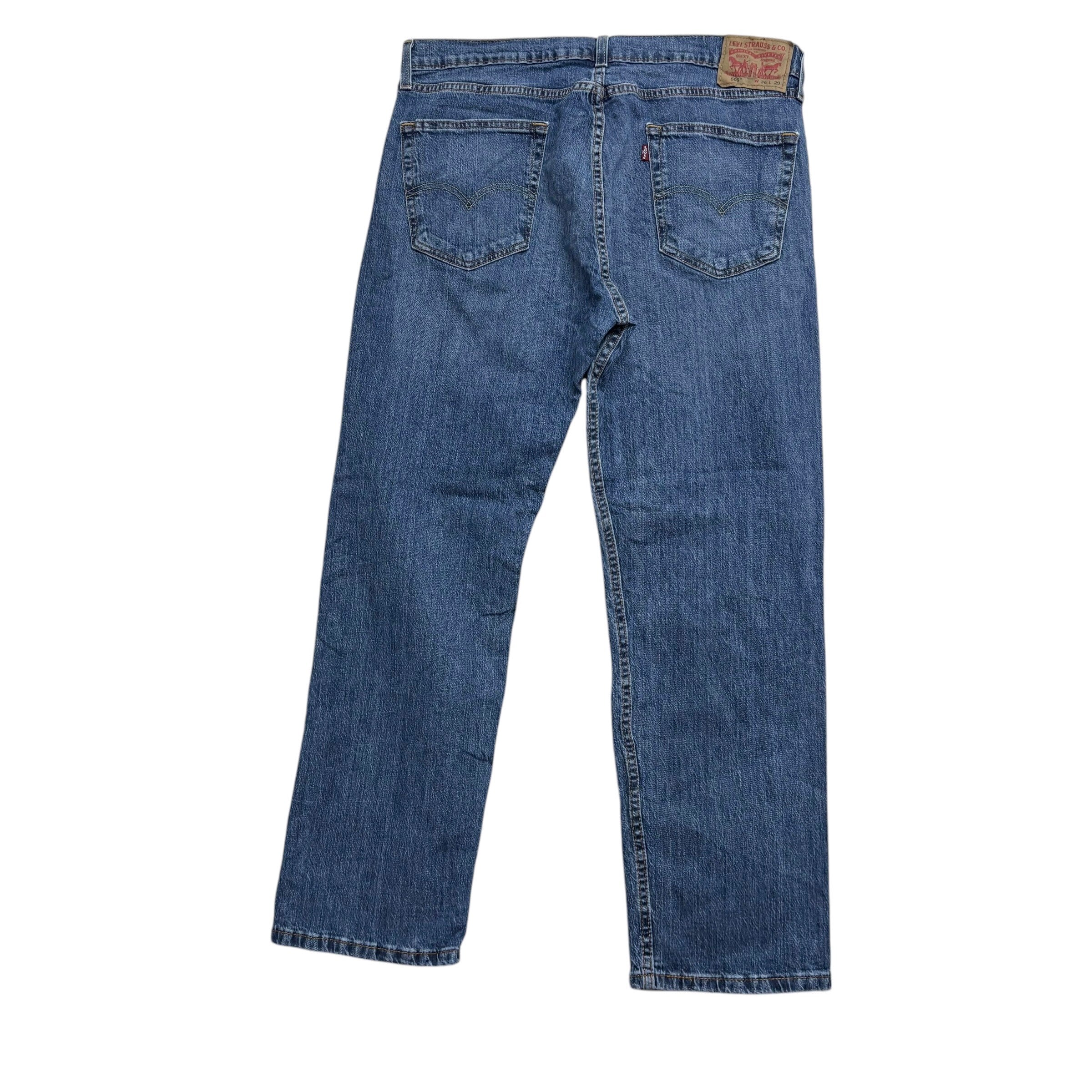 Levis 505 Jeans W36 L29 Mens Mid Blue Regular Straight Fit Stretch Denim (E)