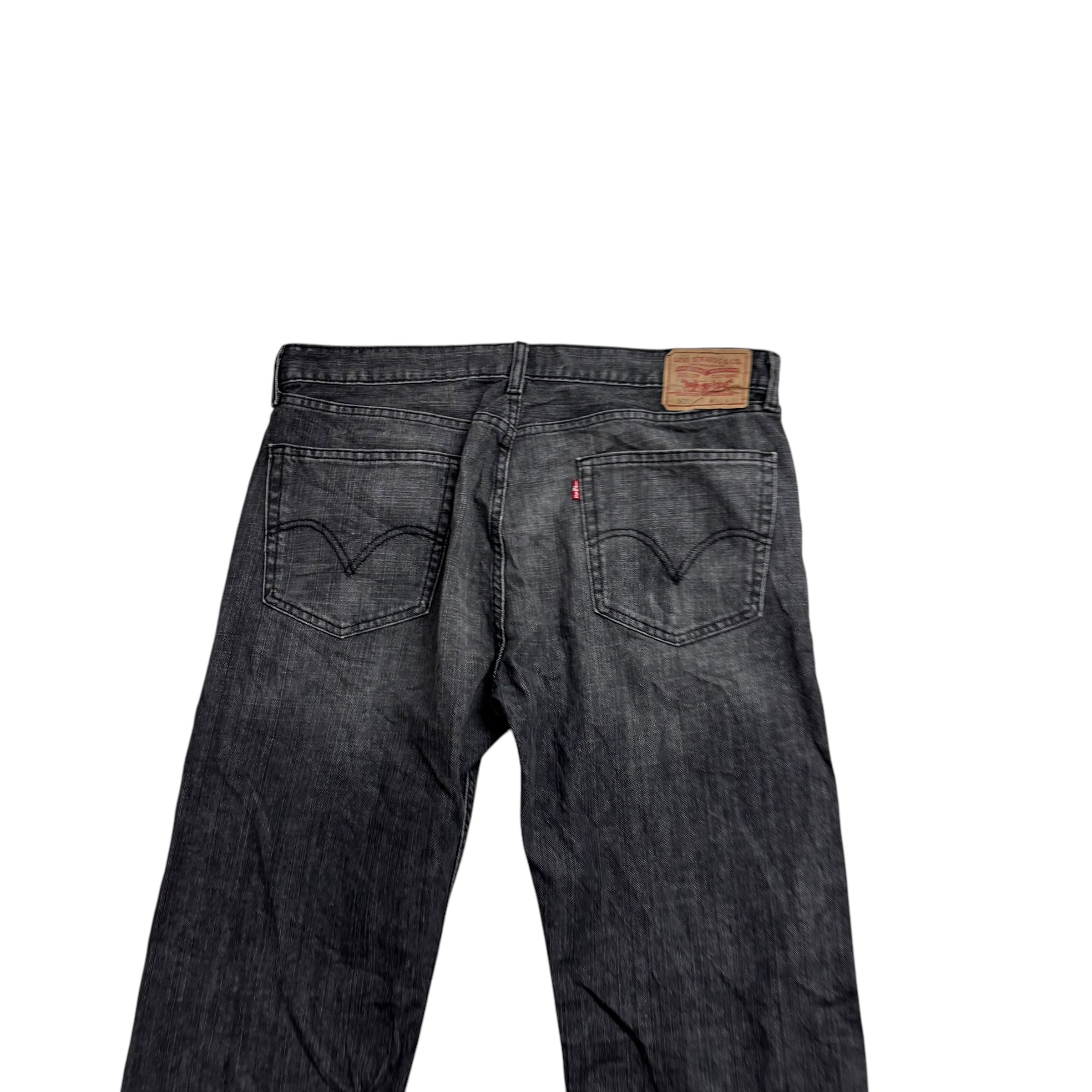Levis 505 Jeans W36 L34 Mens Black Regular Straight Fit Vintage Denim (E)