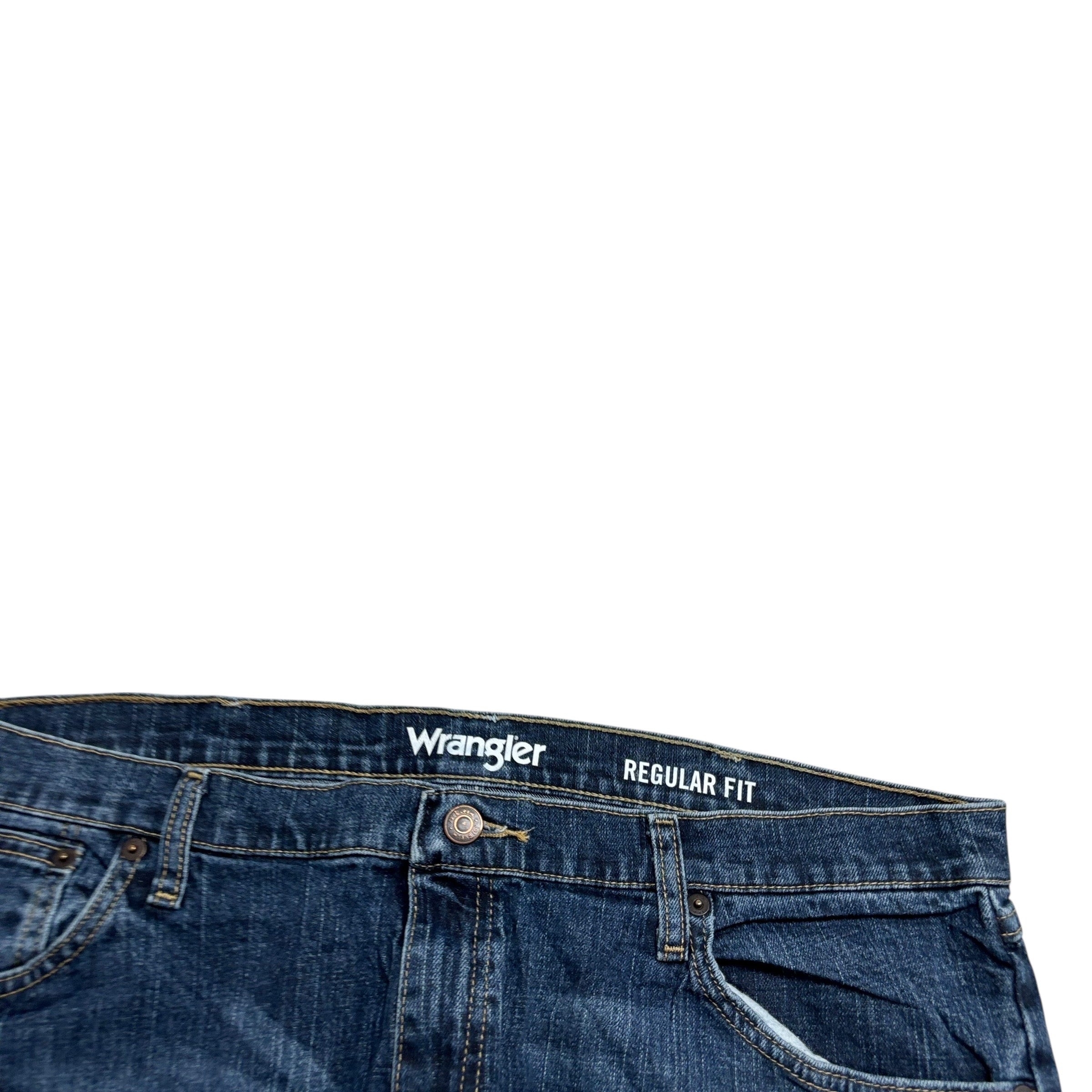 Wrangler Jeans W40 L29 Mens Dark Blue Regular Straight Fit Stretch Denim (E)