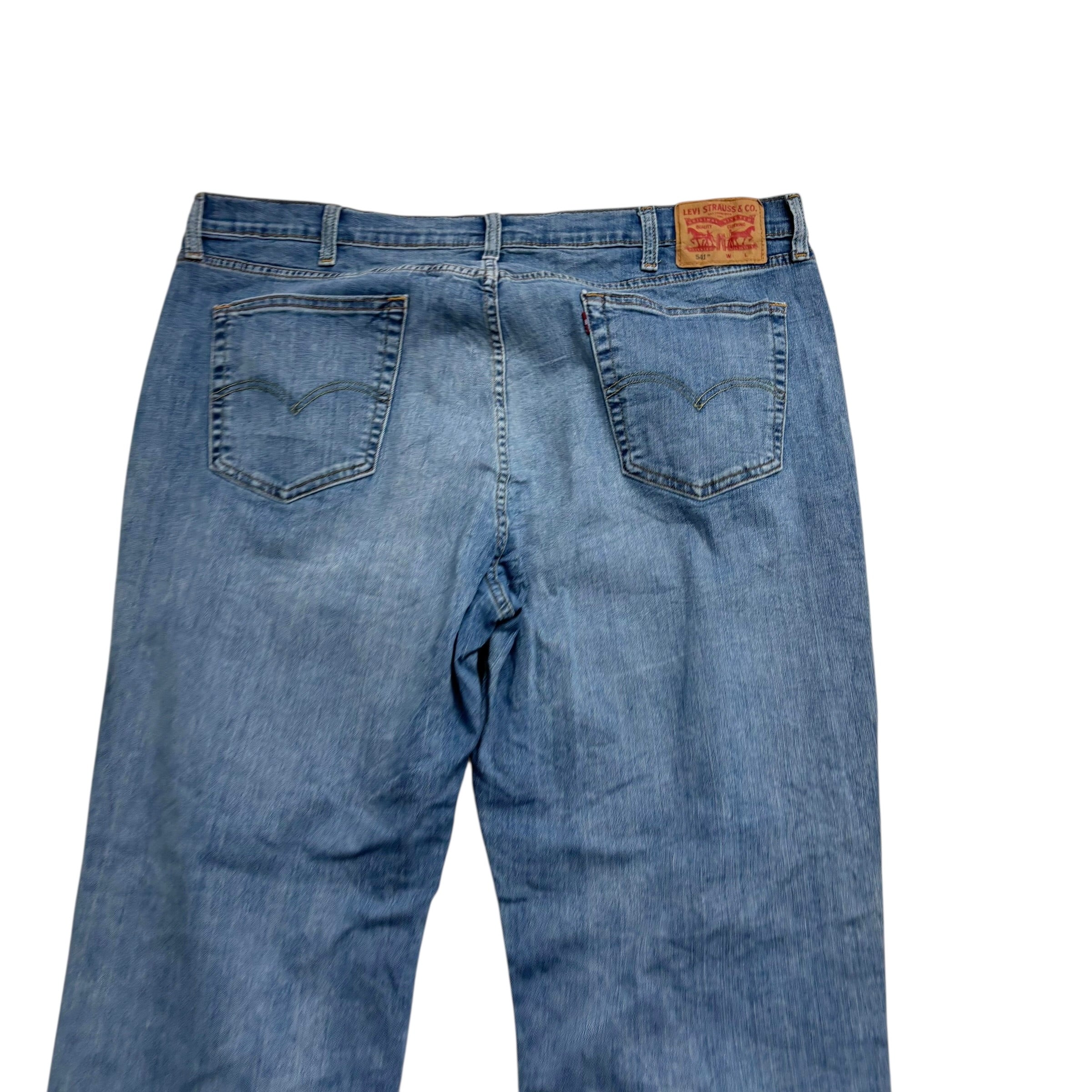 Levis 541 Jeans W42 L34 Mens Light Blue Athletic Tapered Fit Stretch Denim (E)