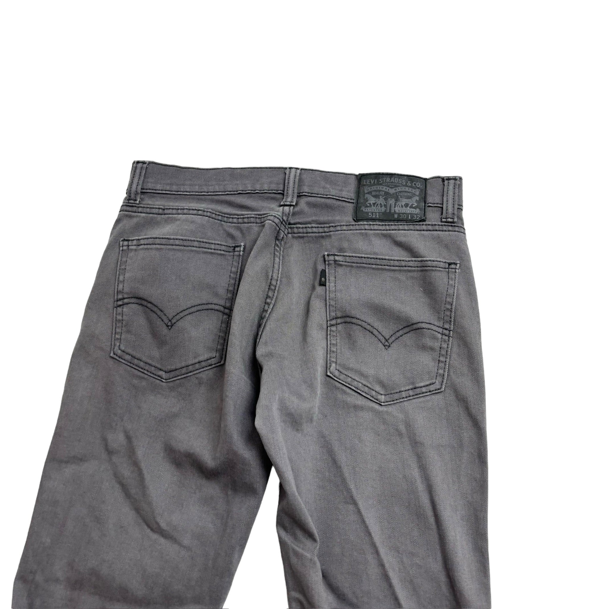 Levis 511 Jeans W30 L32 Mens Grey Slim Fit Stretch Denim