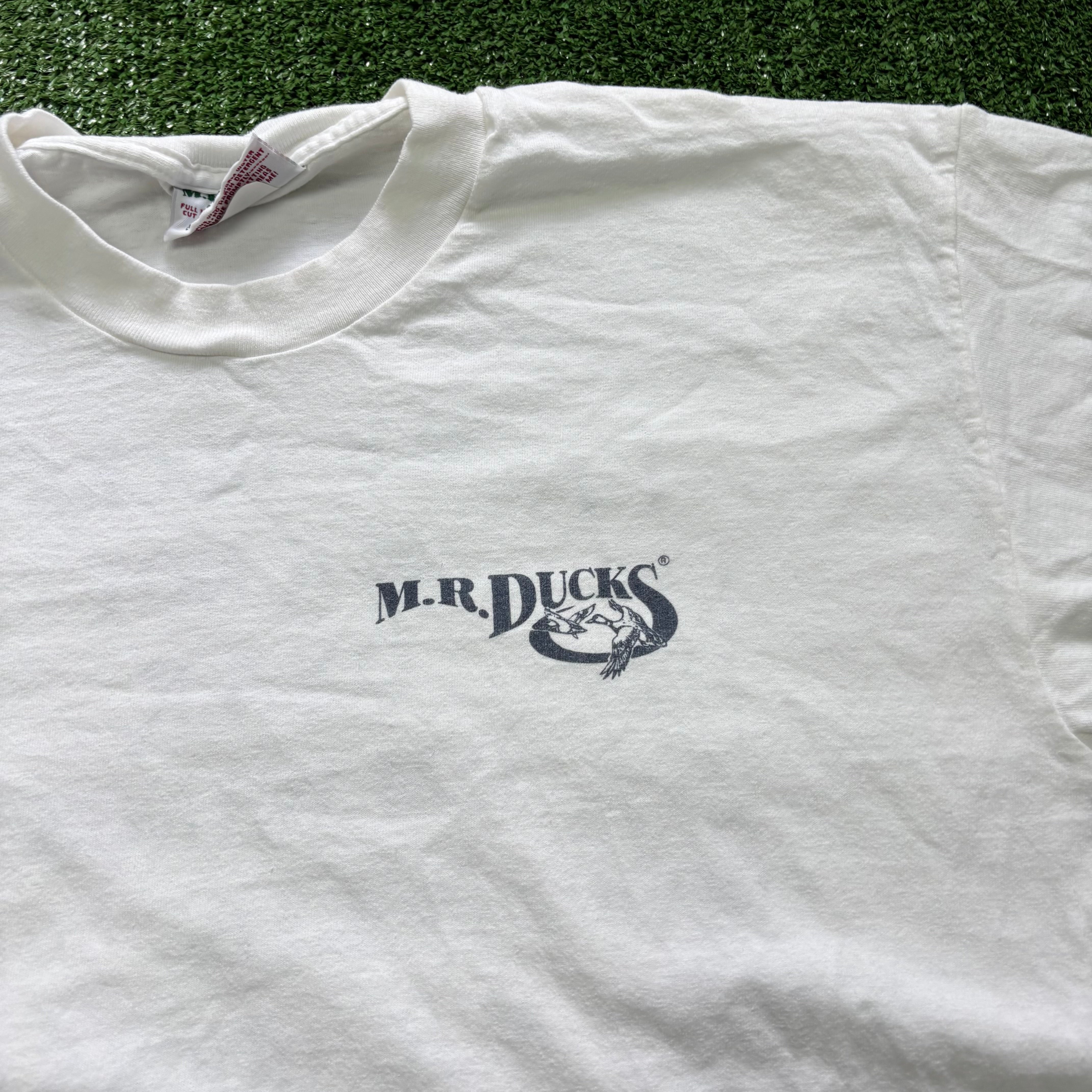 Vintage T Shirt Mens Large White Graphic Print 90s Mr Ducks Funny (E)