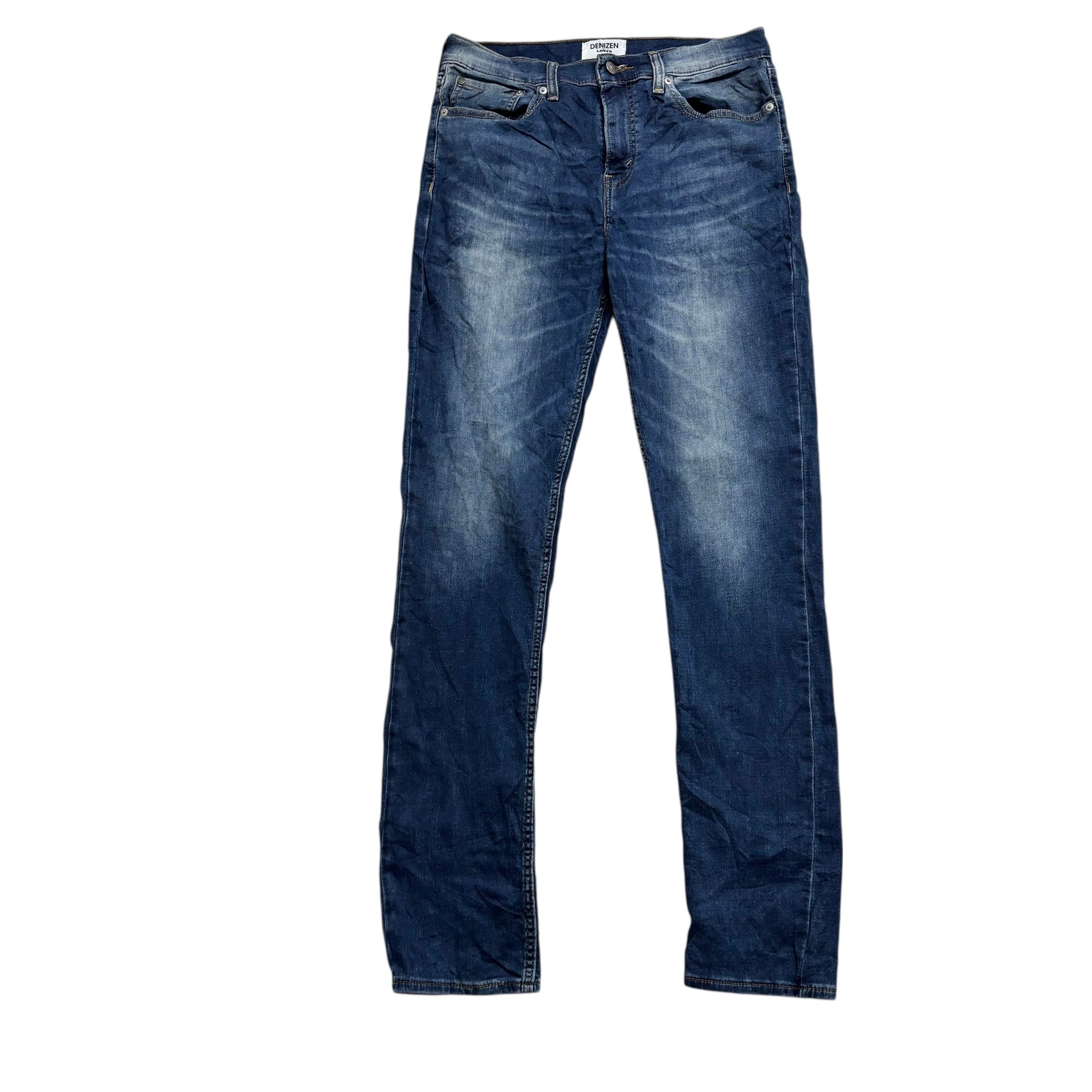 Levis Denizen Jeans W32 L34 Mens Dark Blue Slim Fit Stretch Denim (E)