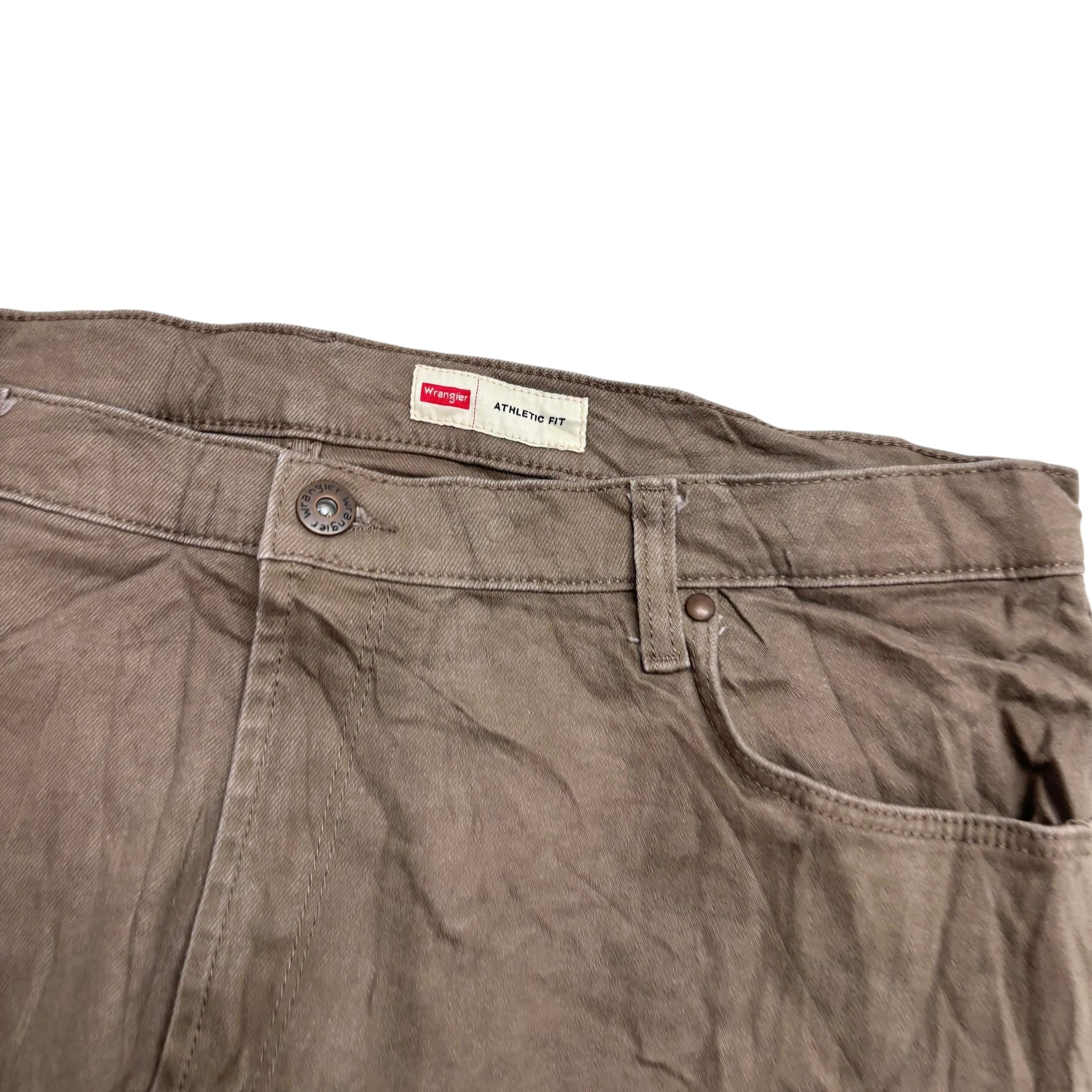 Wrangler Jeans W40 L30 Mens Brown Athletic Tapered Fit Stretch Denim (E)