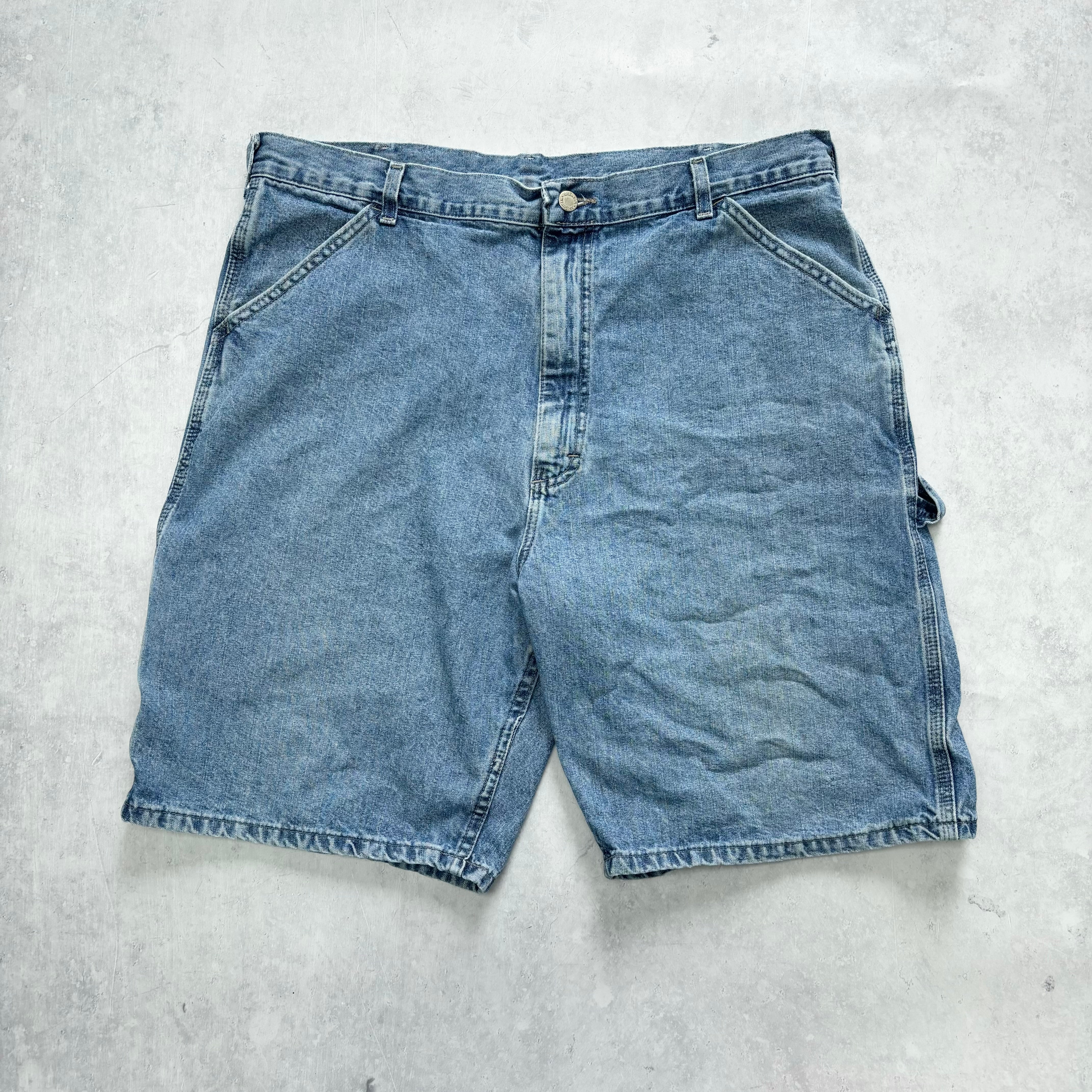 Vintage Wrangler Jorts W38 Mens Denim Shorts Light Blue Baggy Relaxed Carpenter