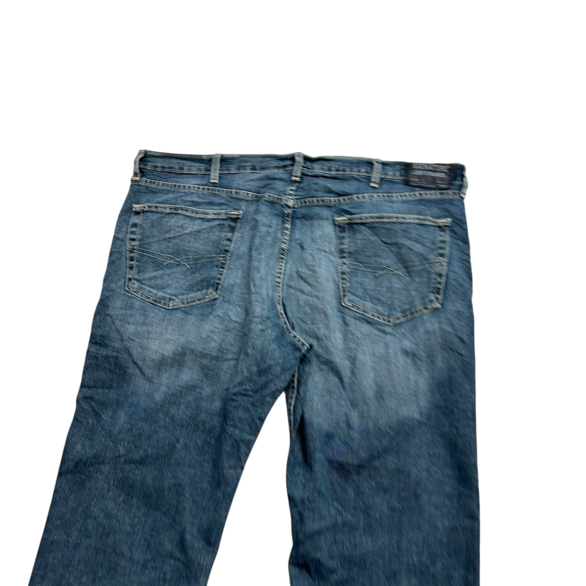Levis Signature Jeans W44 L30 Mens Dark Blue Relaxed Straight Stretch Denim (E)