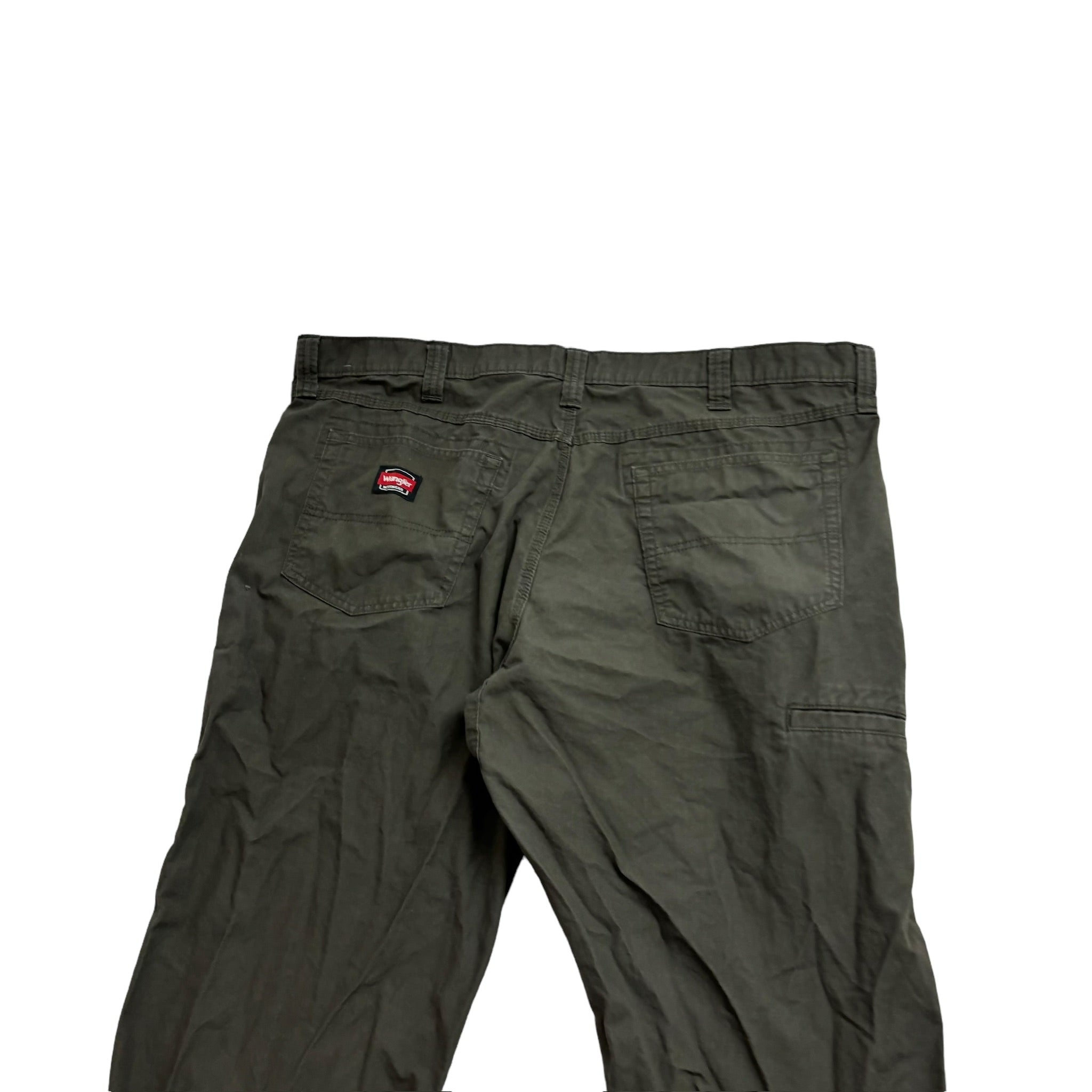 Wrangler Carpenter Pants W42 L30 Mens Olive Green Baggy Relaxed Straight Fit