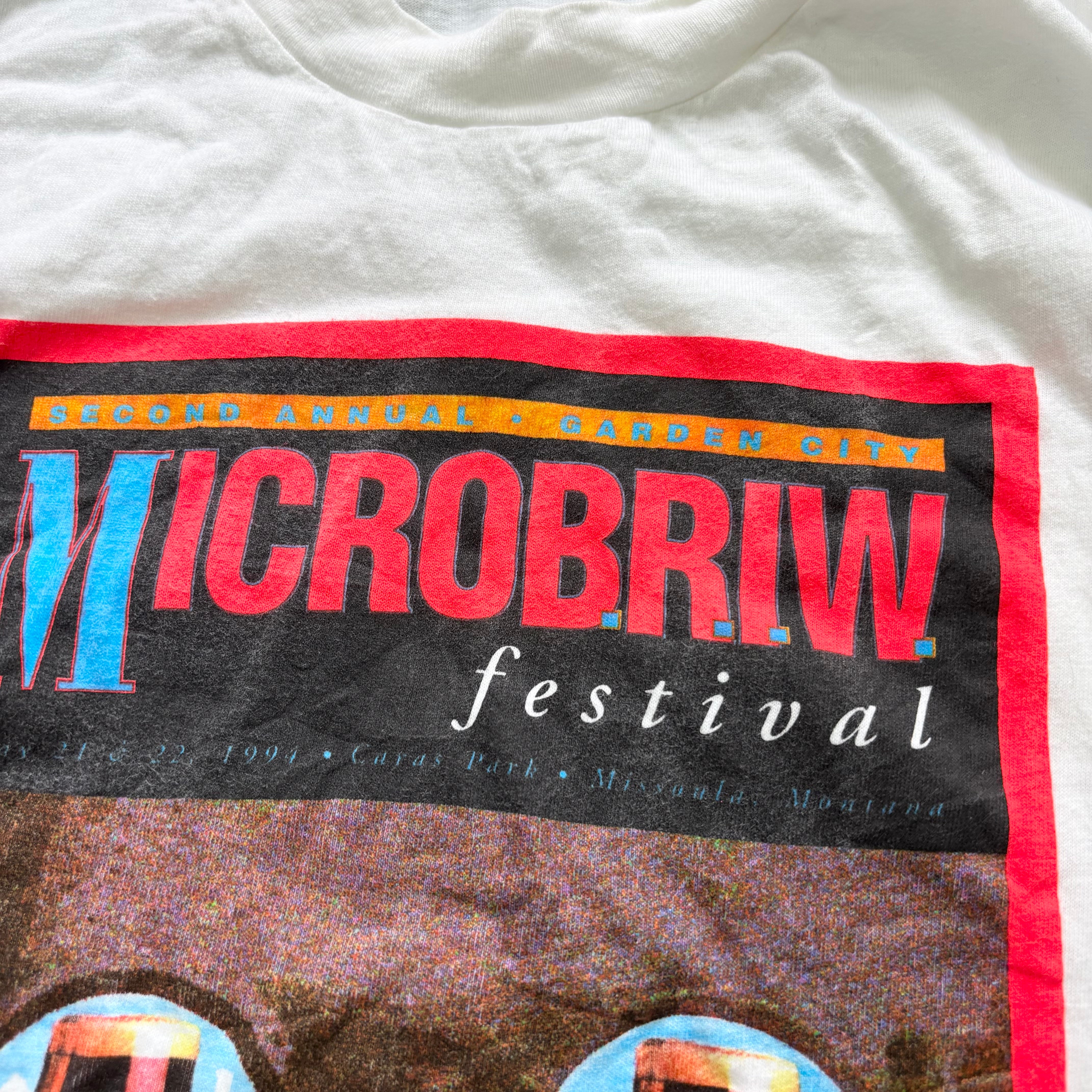 Vintage T Shirt Mens XXL White Single Stitch Graphic Print 90s USA Beer (E)