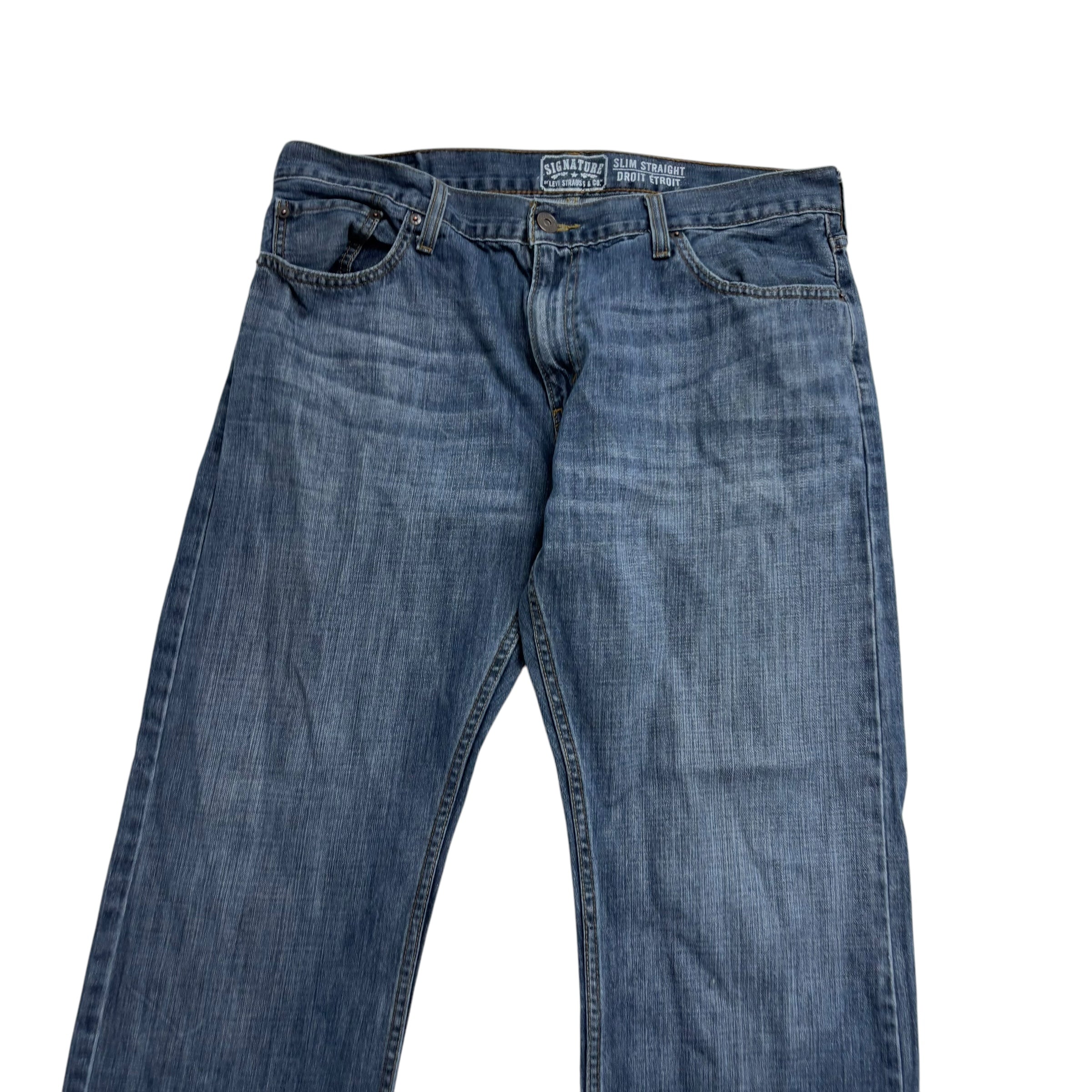 Levis Signature Jeans W36 L30 Mens Mid Blue Regular Straight Fit Denim