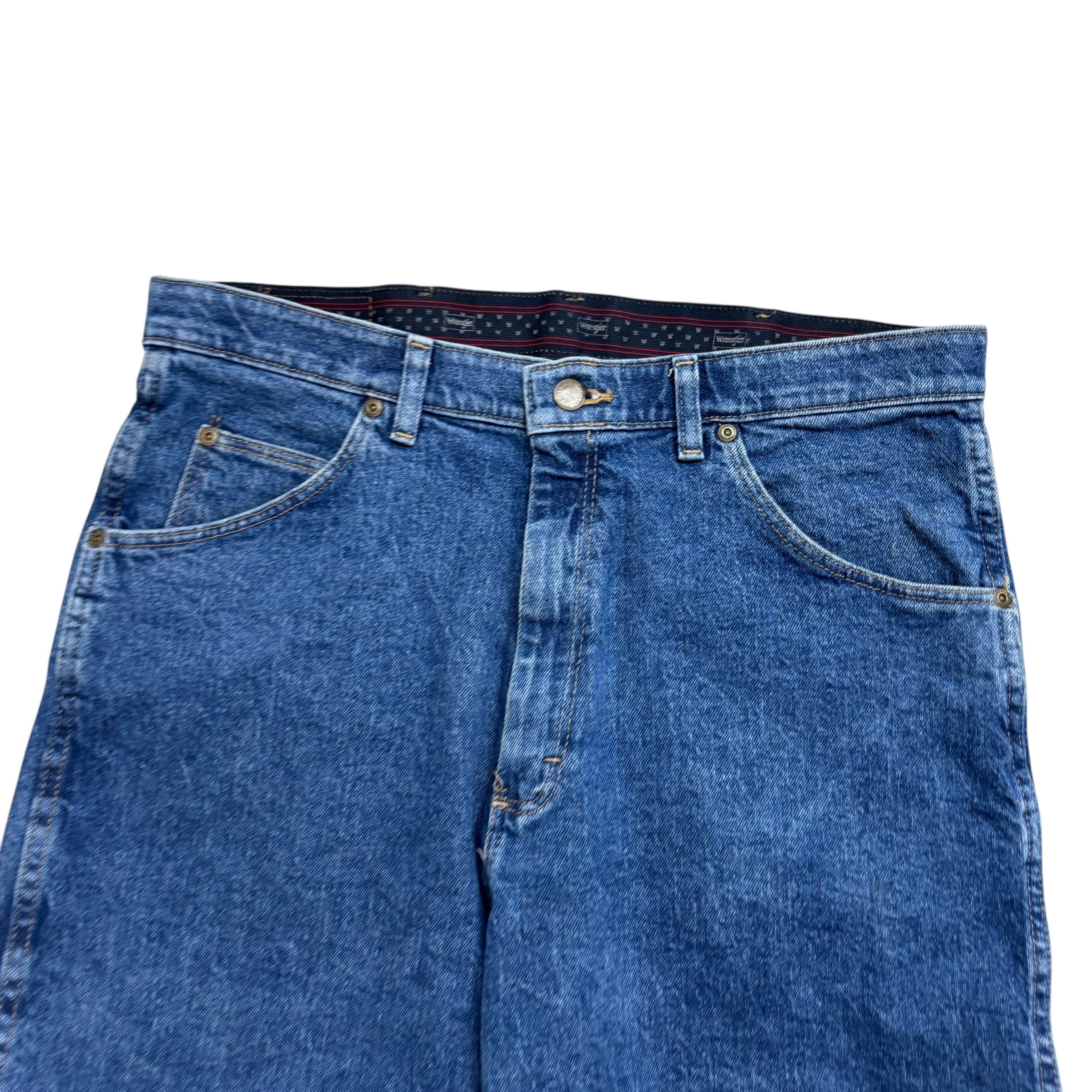 Wrangler Baggy Jorts W34 Mens Denim Shorts Mid Blue Relaxed Fit Stretch (E)