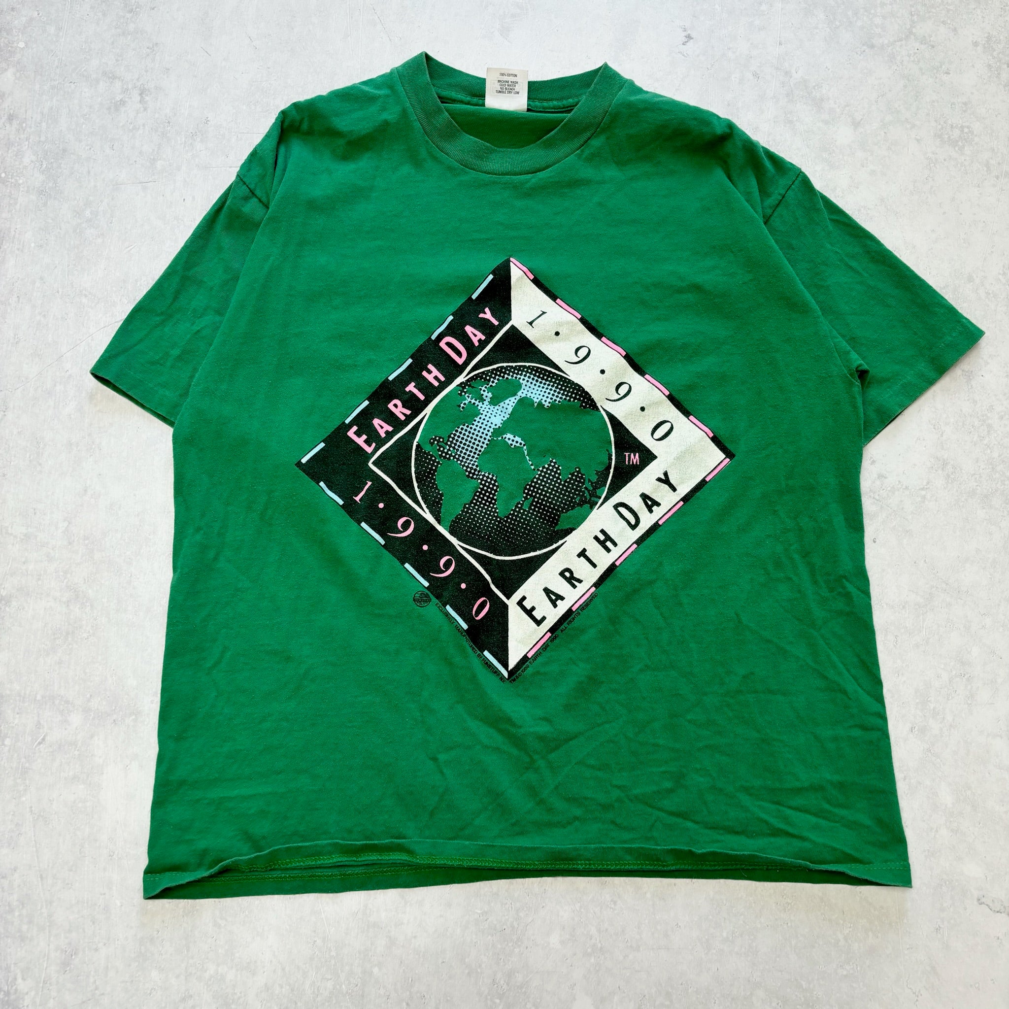 Vintage T Shirt Mens Medium Green Single Stitch Graphic Print 90s USA