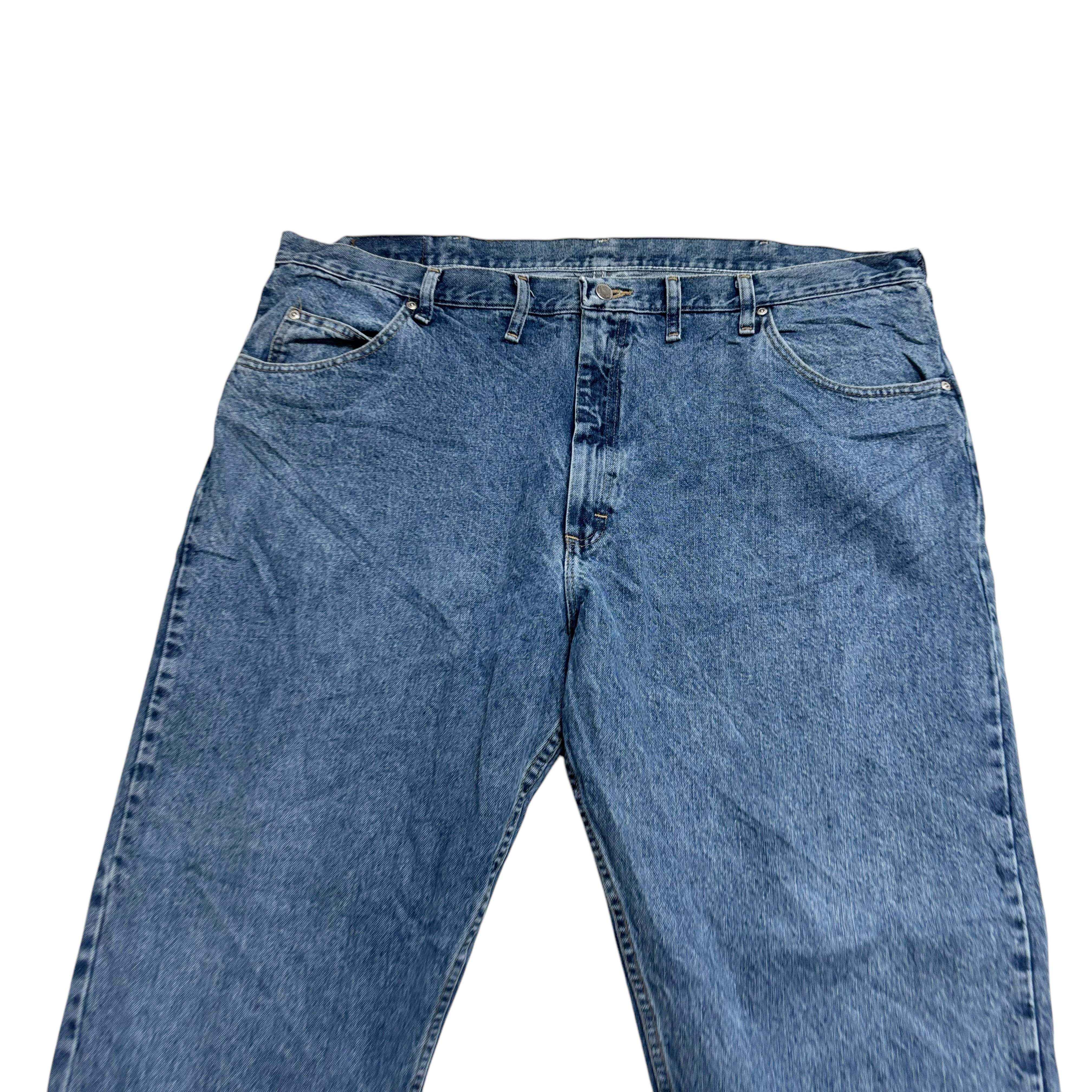 Wrangler Jeans W44 L32 Mens Mid Blue Relaxed Straight Fit Denim (E)