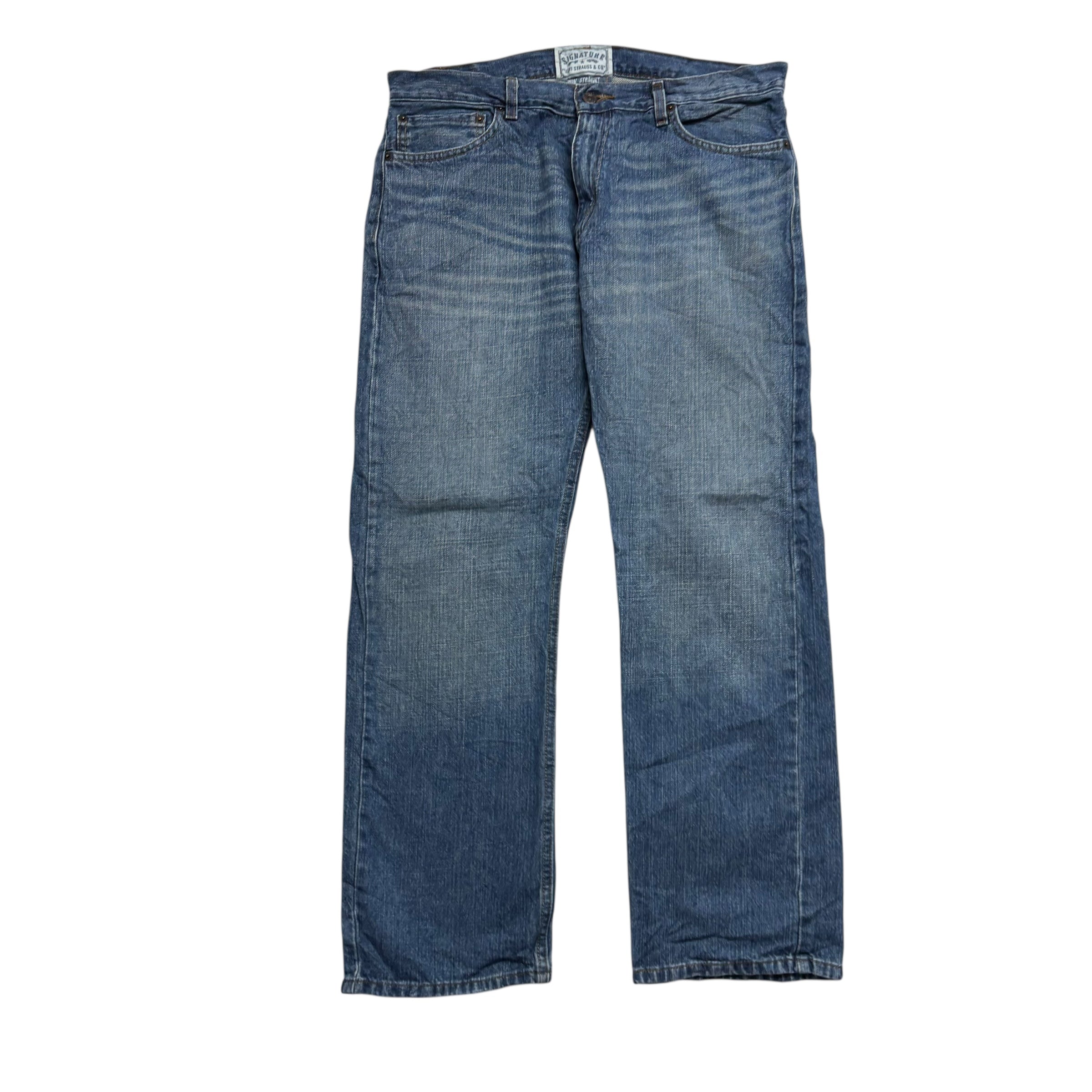Levis Signature Jeans W36 L30 Mens Mid Blue Regular Straight Vintage Denim (E)